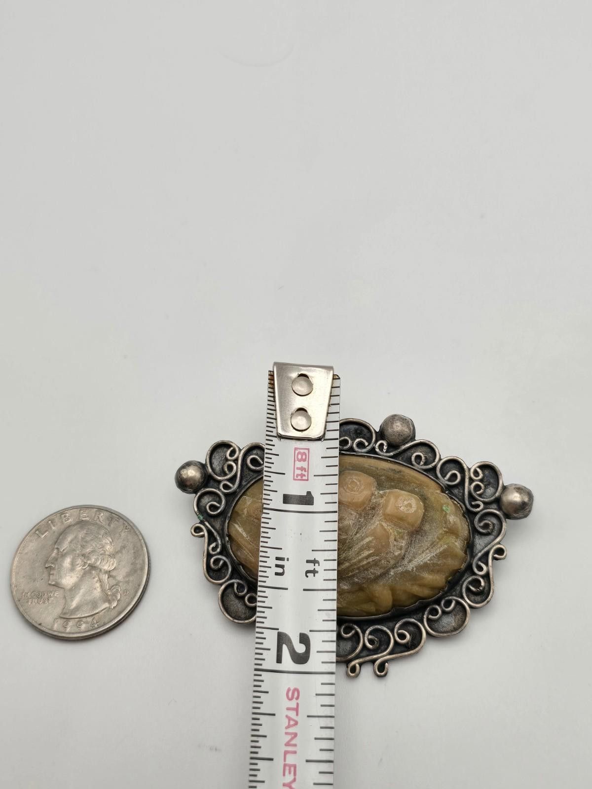 Winners Circle Vintage Mexican Silver Brooch – Hand-Carved Two Birds Motif Size ONE SIZE - 8 Thumbnail