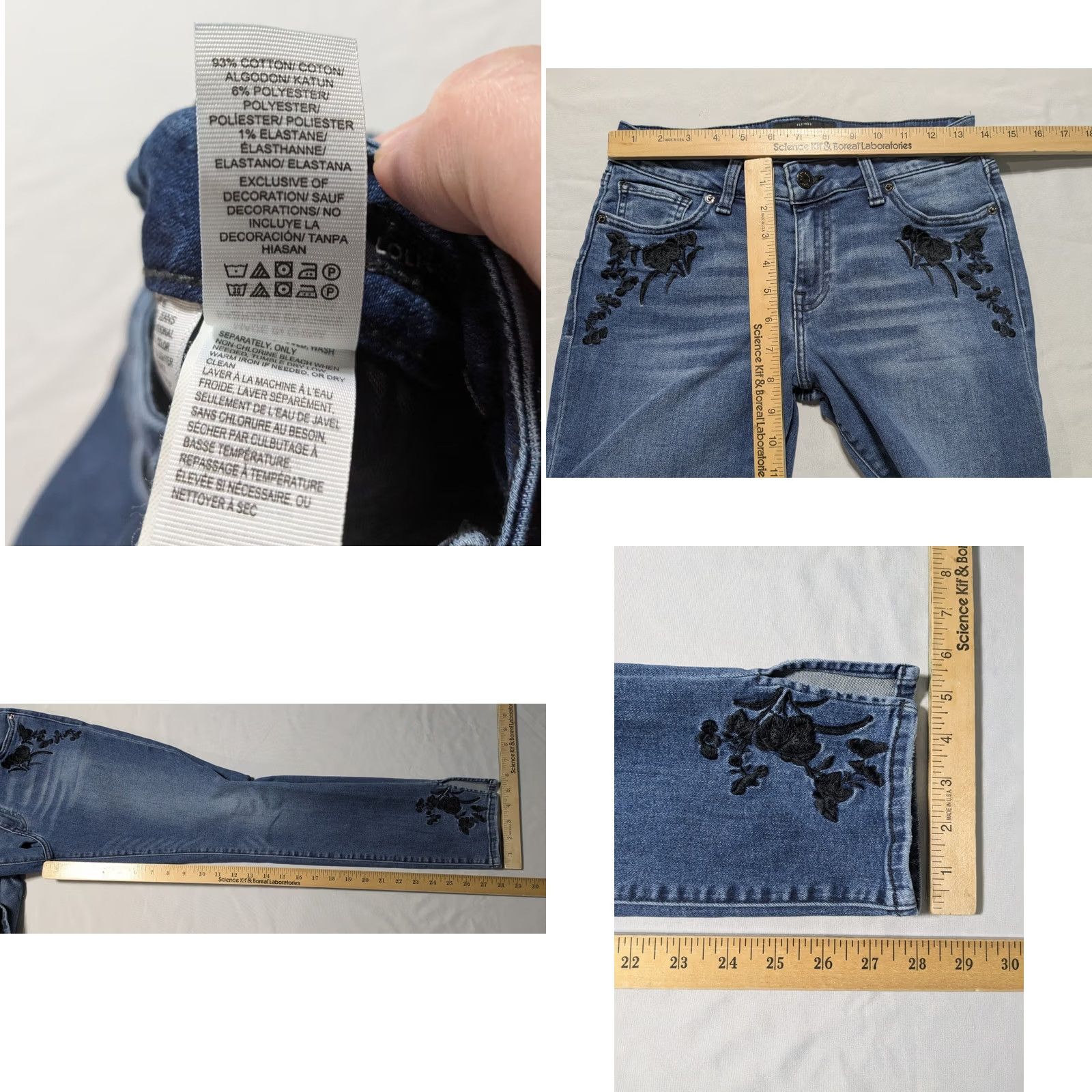 Lucky Brand LUCKY Lolita Skinny Ankle Jeans Floral Embroidered - Women 8 Stretch Denim Blue Size 8/29 Size 30" / US 8 / IT 44 - 8 Thumbnail