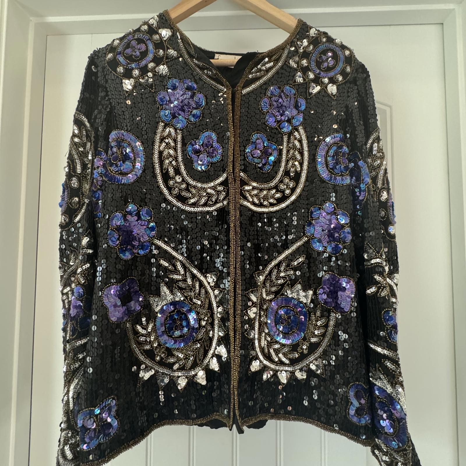 Other Vintage Laurence Kazar Embellished Black Silk Jacket-Large Size L / US 10 / IT 46 - 1 Thumbnail
