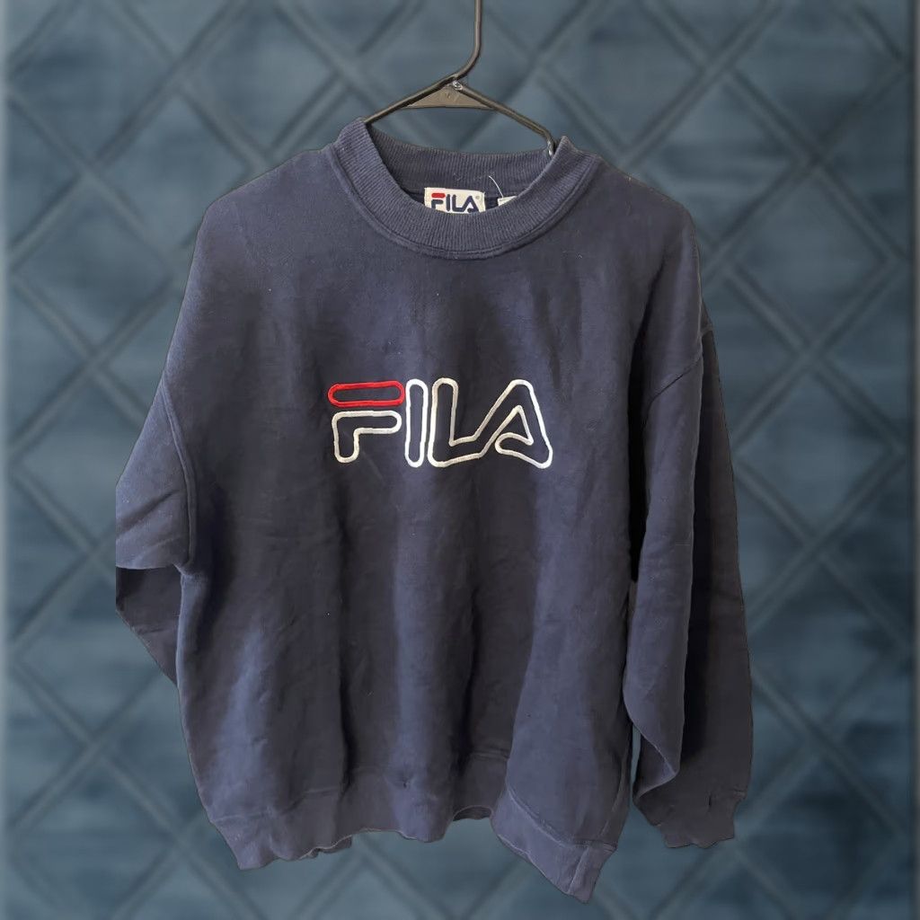 Fila FILA Shirt Mens S Blue Sweatshirt Pullover Long Sleeve Logo Embroidered Crew Neck Cotton Blend Sweatshirt Men Regular Fit Vintage: No Decade: N/A Size US S / EU 44-46 / 1 - 1 Thumbnail