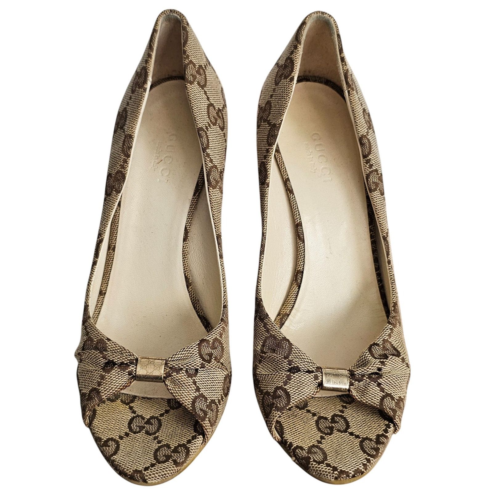 Gucci Gucci GG canvas peep-toe Cyprus cork wedge Size 5B Size US 5 / IT 35 - 1 Thumbnail