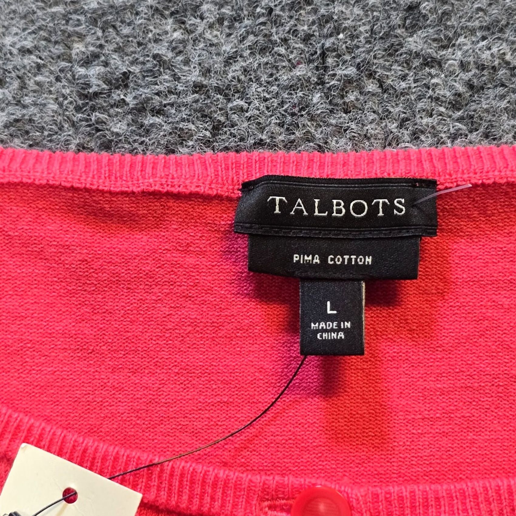 Talbots Talbots Cardigan Womens Large Pink Pima Lace ShortSleeve Stretch Casual Sweater Size L / US 10 / IT 46 - 5 Thumbnail