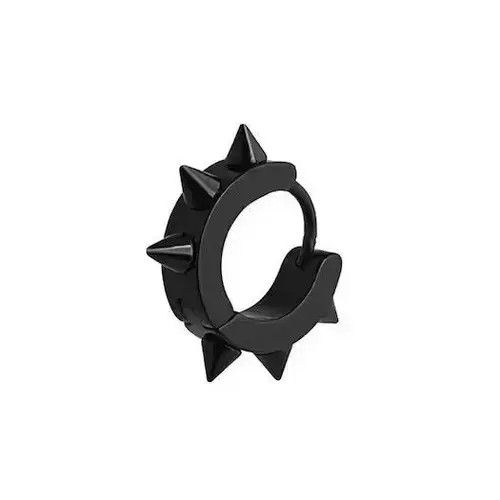 Sterling Silver Black Spike Earrings Gothic Punk Chrome Jewelry Star Stud Size ONE SIZE - 1 Thumbnail