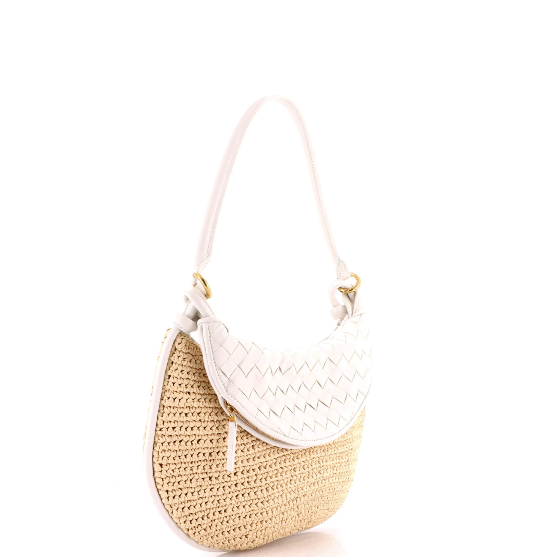 Bottega Veneta Gemelli Shoulder Bag Raffia with Intrecciato Leather Medium Size ONE SIZE - 1 Thumbnail