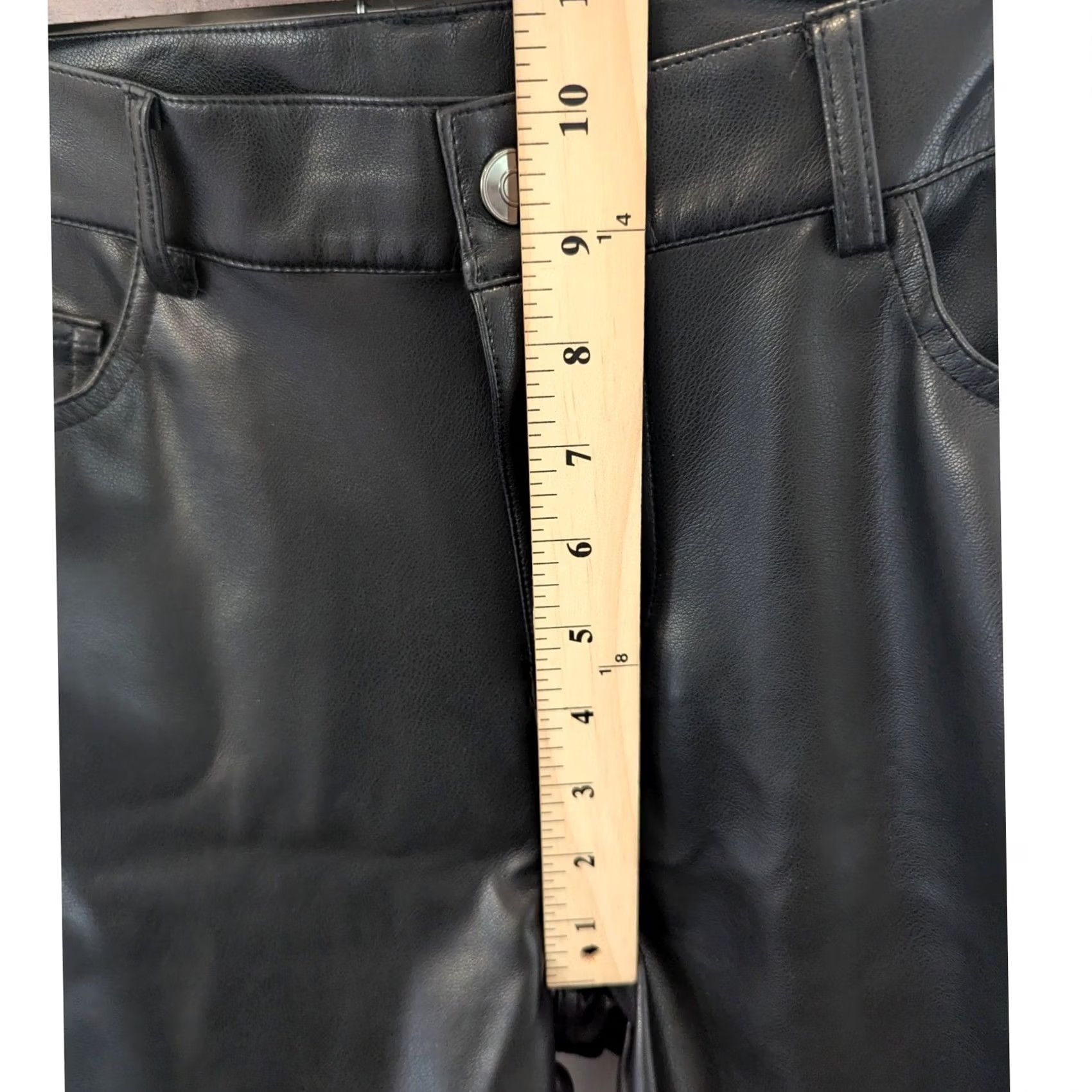 Vintage Mono B Black Vegan Leather Pants Straight Leg Women's M Moto Edgy Punk Goth Pants Casual Streetwear Size 32" / US 10 / IT 46 - 6 Thumbnail