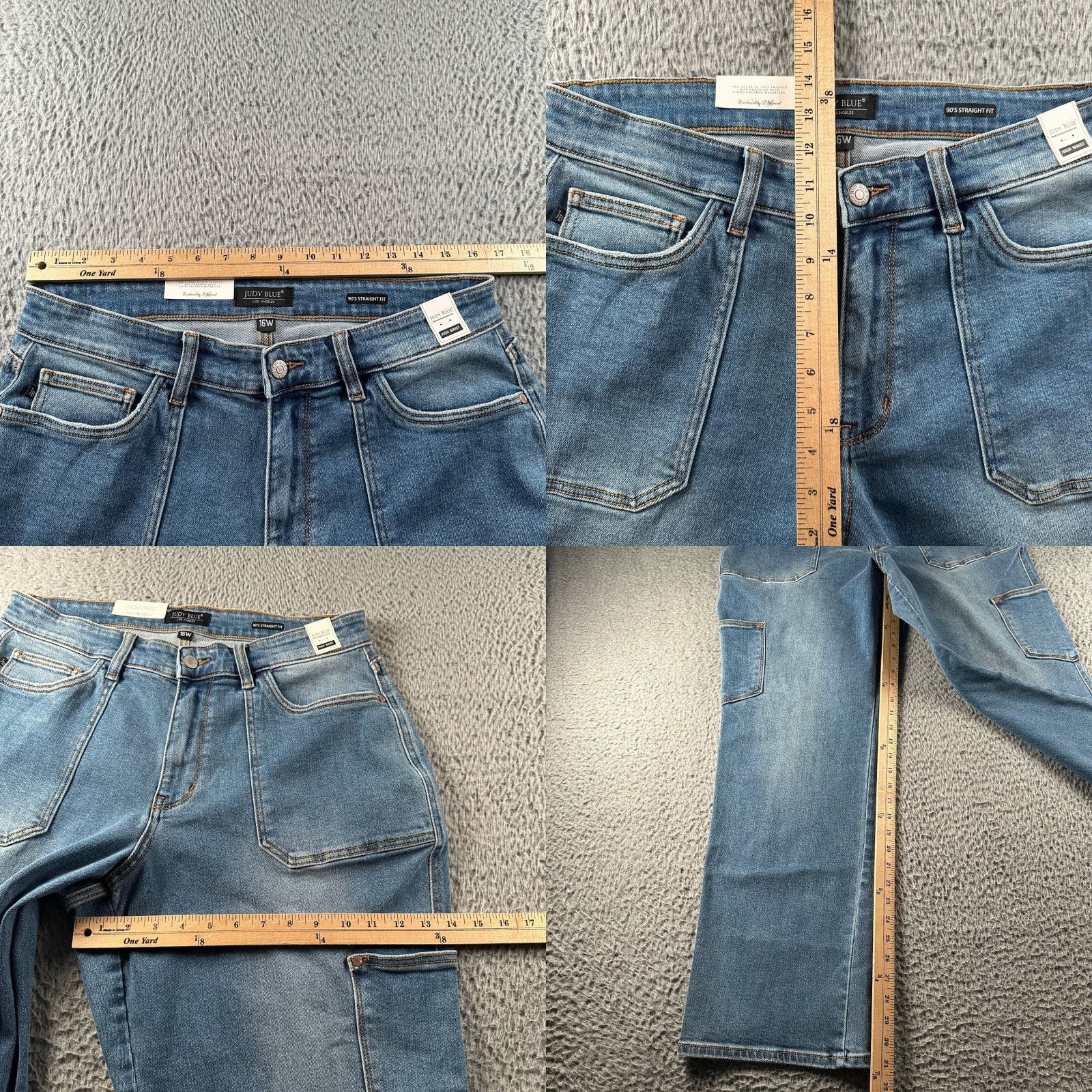 Vintage Judy Blue Jeans Womens 16W 90s Straight High Waist Cargo Light Blue NWT Size 38" / US 16 / IT 52 - 8 Thumbnail