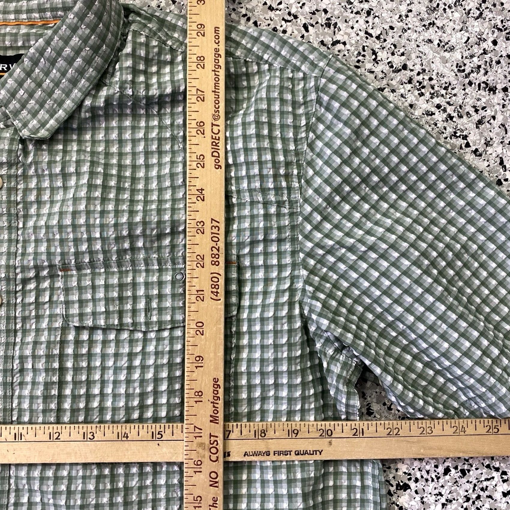 Orvis Orvis Shirt Men's Short Sleeve Seersucker Green Check Pattern Large Size L Casual/Workwear Adventure Travel Size US L / EU 52-54 / 3 - 2 Thumbnail