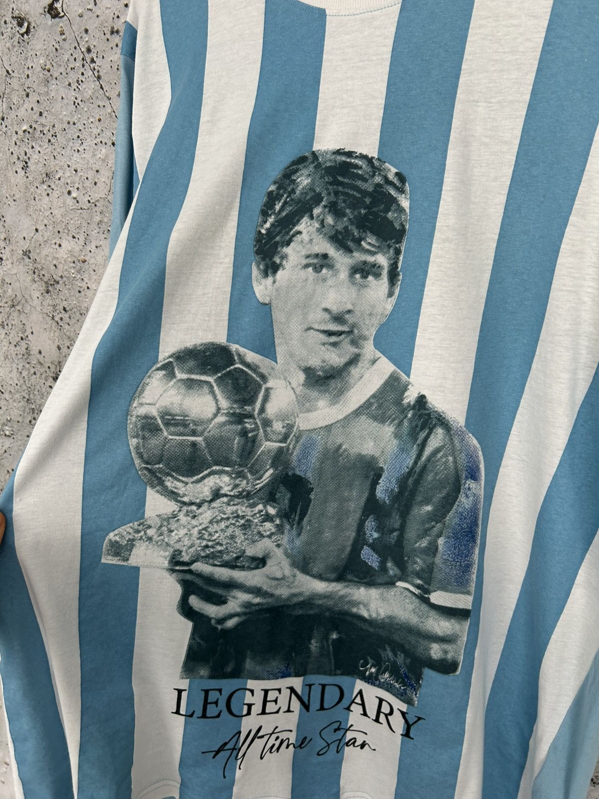 Vintage Celebrity Icons Messi Argentina Blue Stripe Graphic Tee Size US XXL / EU 58 / 5 - 3 Thumbnail