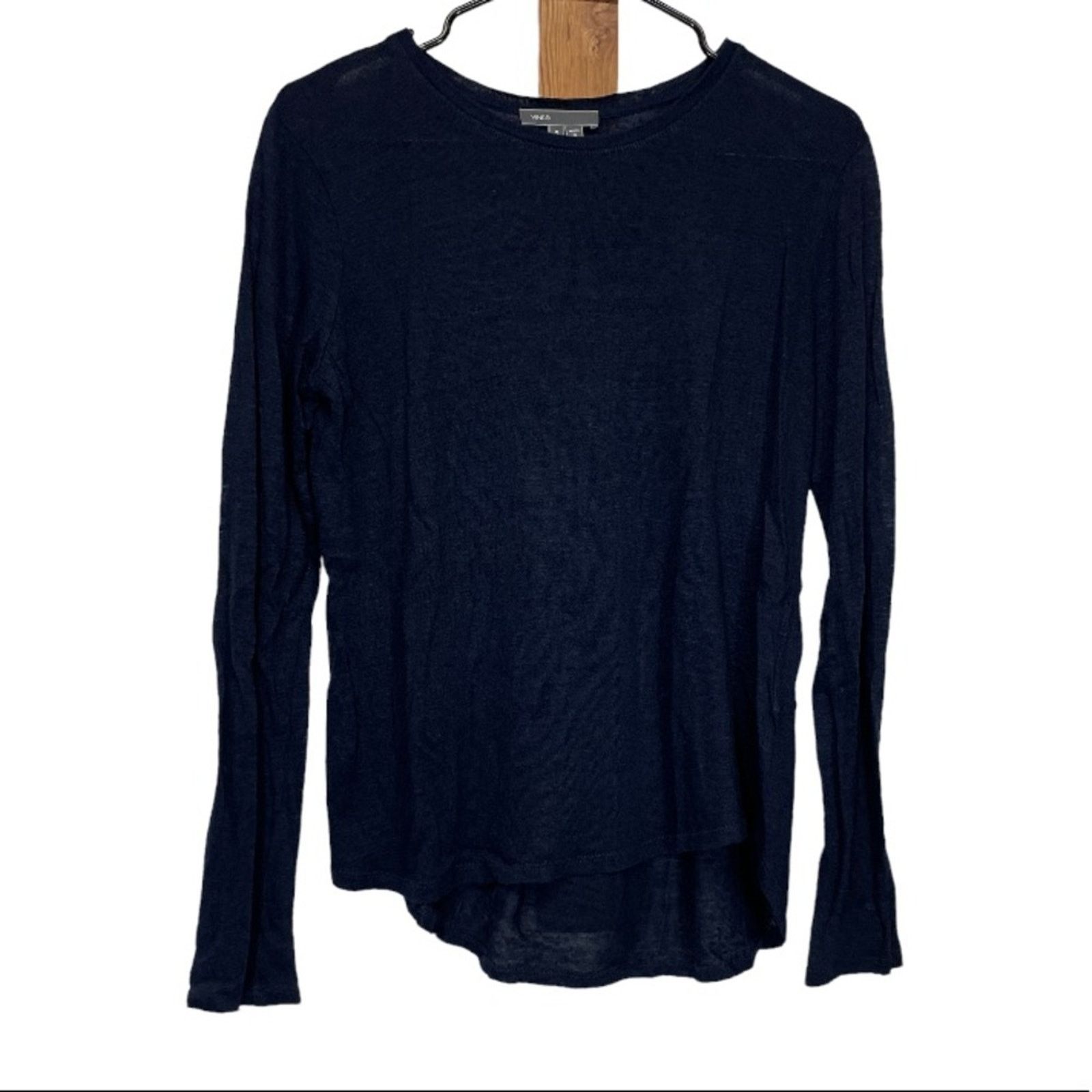 Vince Vince 100% Linen Navy Blue Long Sleeve Top Size S Size S / US 4 / IT 40 - 1 Thumbnail