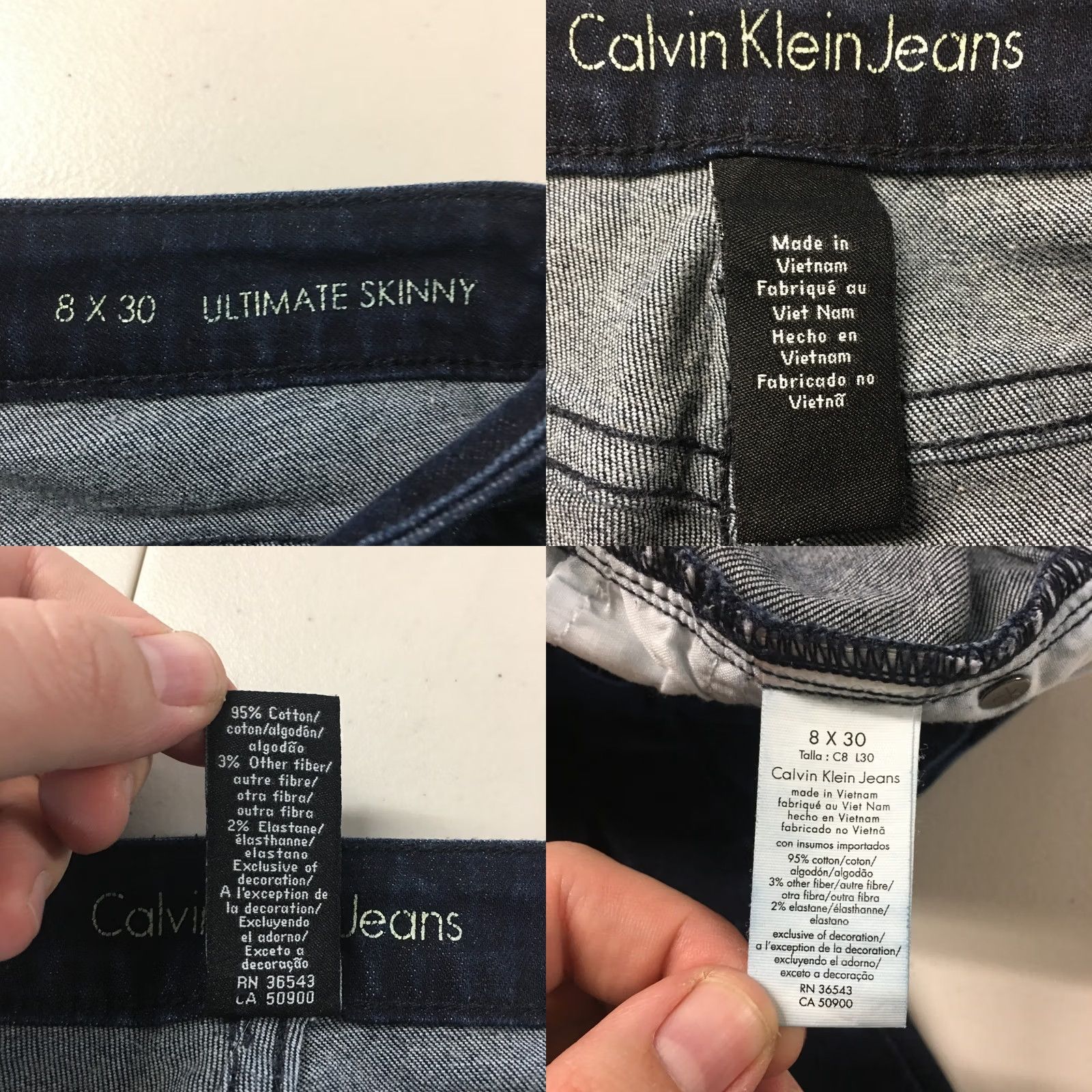 Calvin Klein Calvin Klein Skinny Jeans Womens 8X30 Blue Denim Mid Rise Zip Fly Button Front Jeans Size 30" / US 8 / IT 44 - 10 Thumbnail