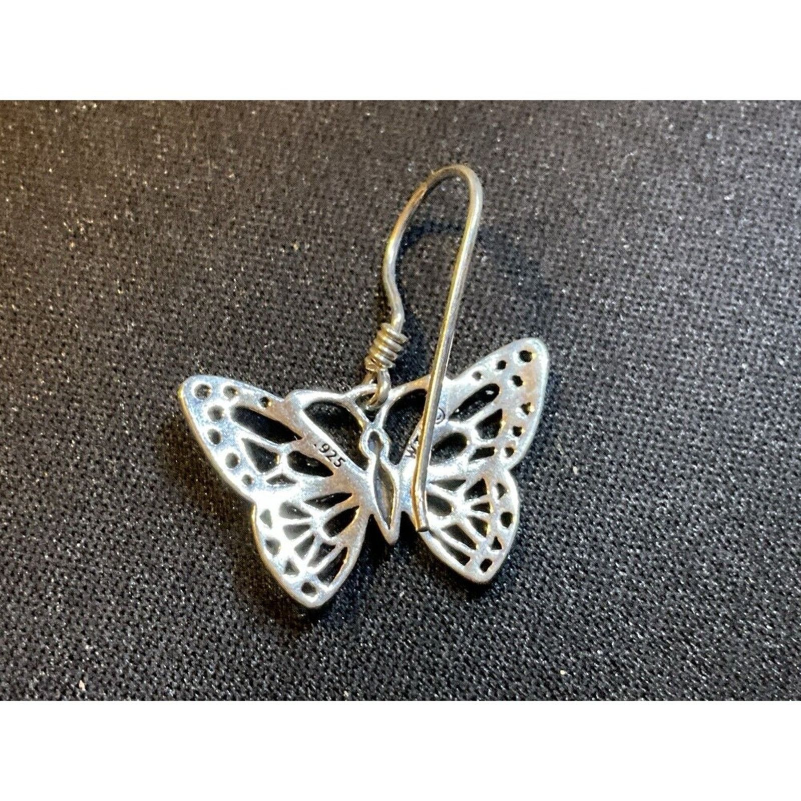 Other 925 Sterling Silver Fish Hook Butterfly Earrings Size ONE SIZE - 4 Thumbnail
