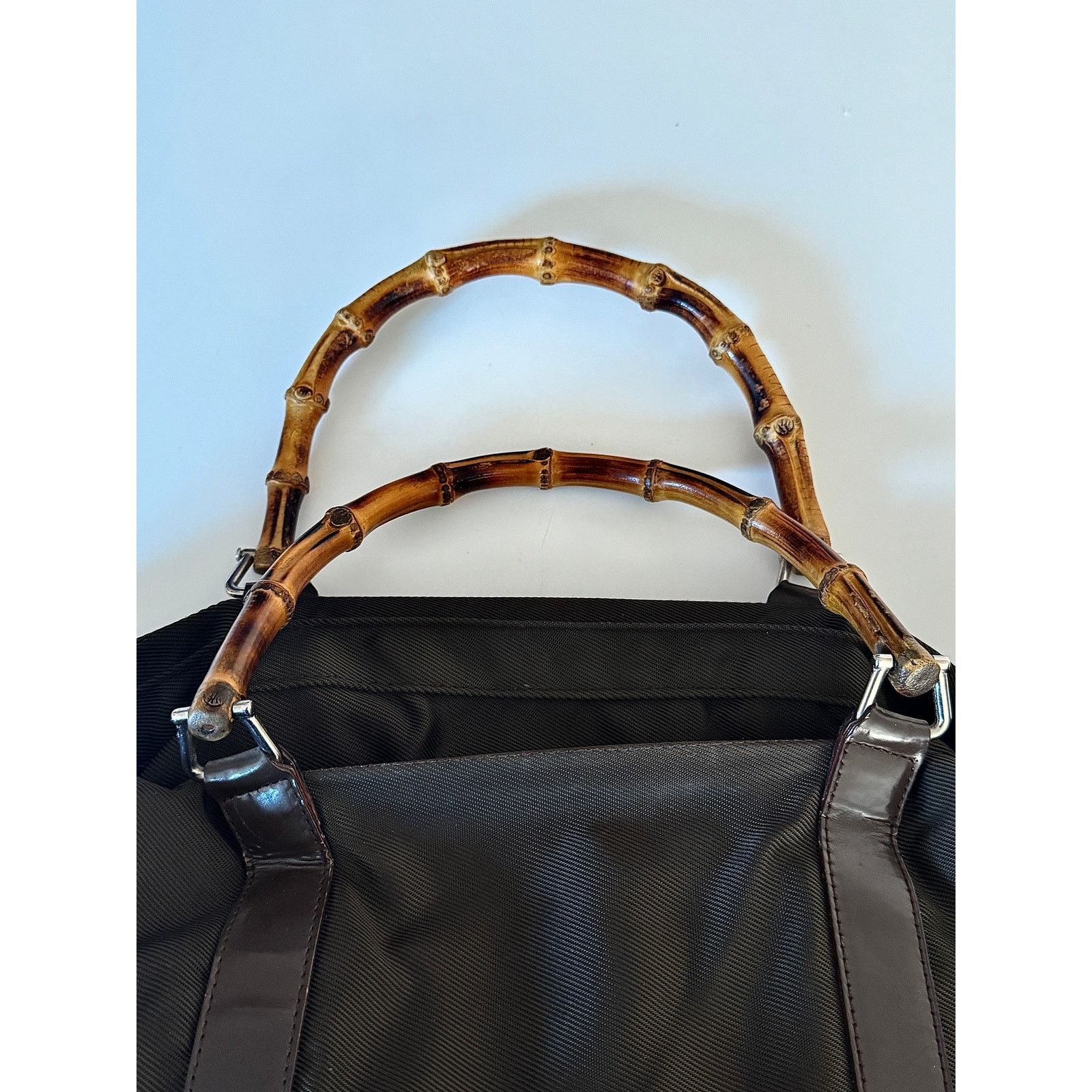 Gucci GUCCI Bamboo Tote Bag Nylon Leather Black Size ONE SIZE - 2 Thumbnail