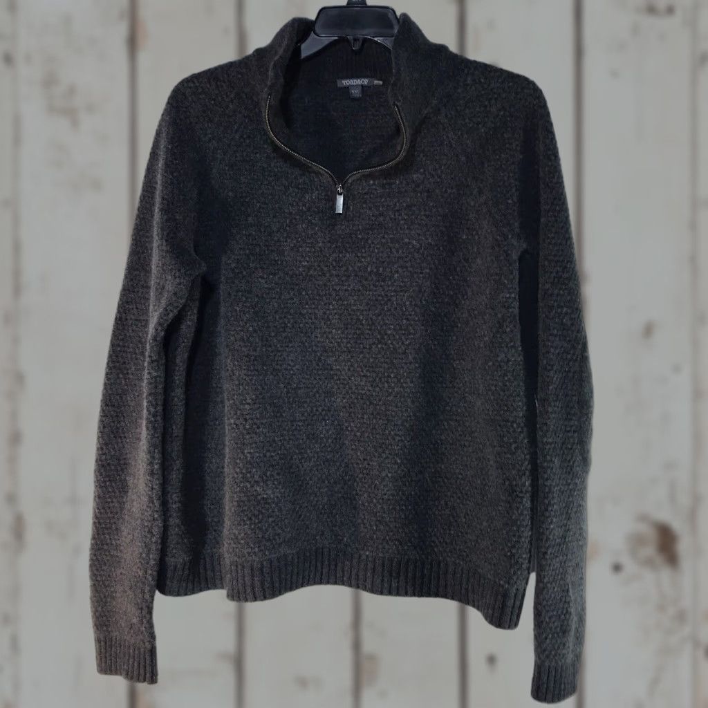 Toad&Co Toad & Co Women's 1/4 Zip Sweater Gray 100% Lambswool Knit Pullover Plus Size Fall Winter Size XXL / US 16-18 / IT 52-54 - 1 Thumbnail