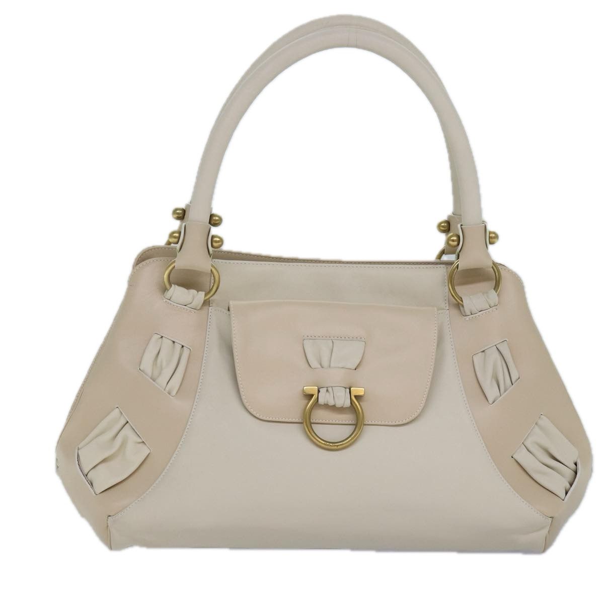 Salvatore Ferragamo Gancini Beige Leather Shoulder Bag (Pre-Owned) Size ONE SIZE - 1 Thumbnail