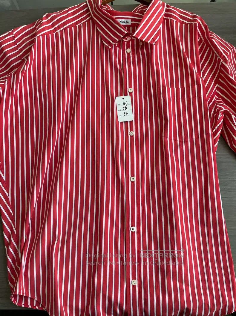 Balenciaga Balenciaga Red and White Striped Cotton Shirt Size XXS / US 00 / IT 34 - 3 Thumbnail