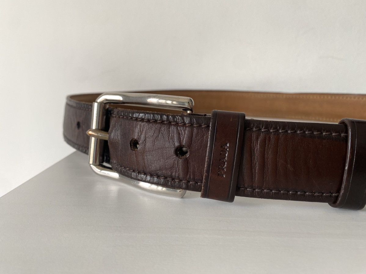 Prada Prada Leather Brown Belt Size 38 - 3 Thumbnail