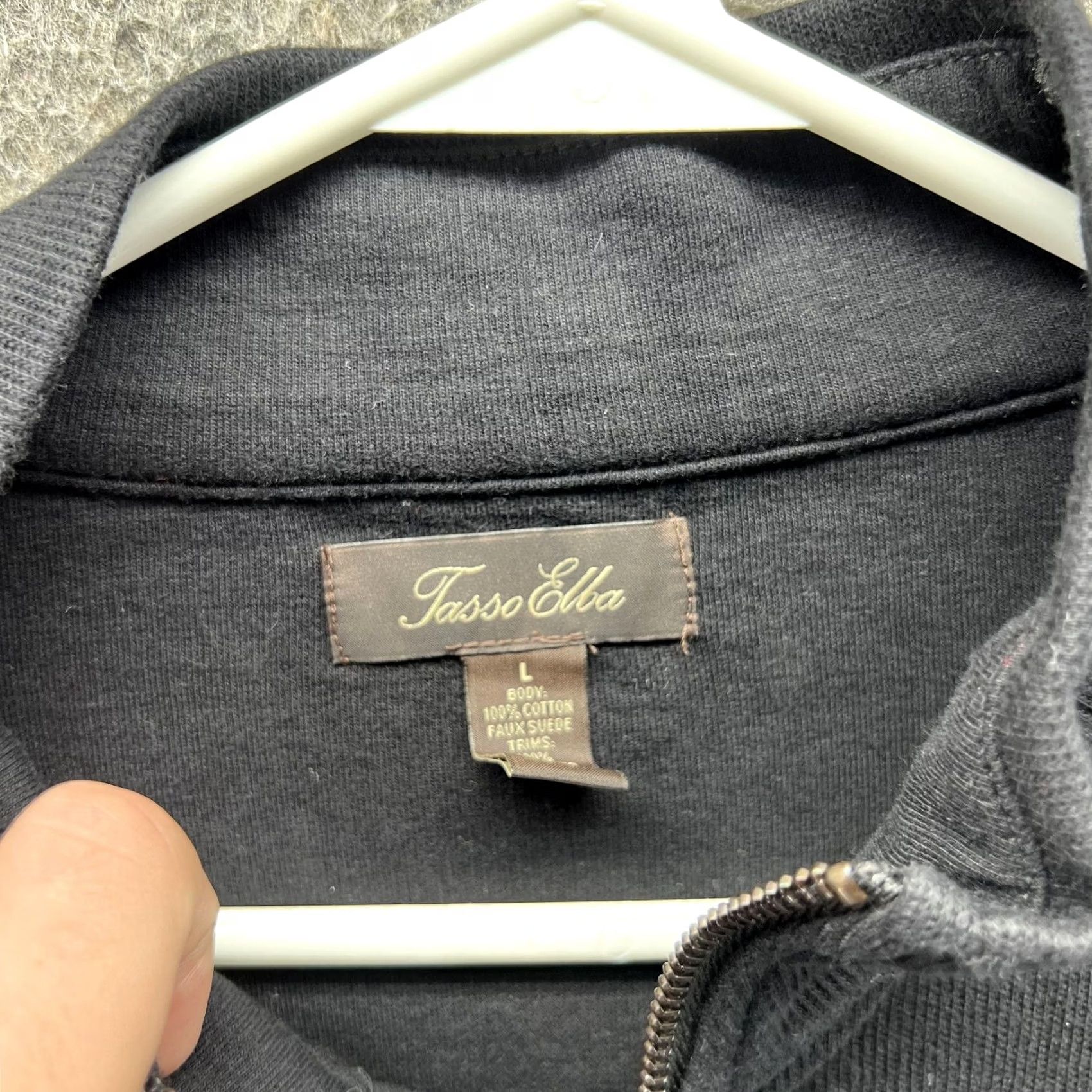 Tasso Elba Tasso Elba Jacket Mens Large Black Cotton Full Zip Bomber Pockets Unlined Casual Size US L / EU 52-54 / 3 - 6 Thumbnail