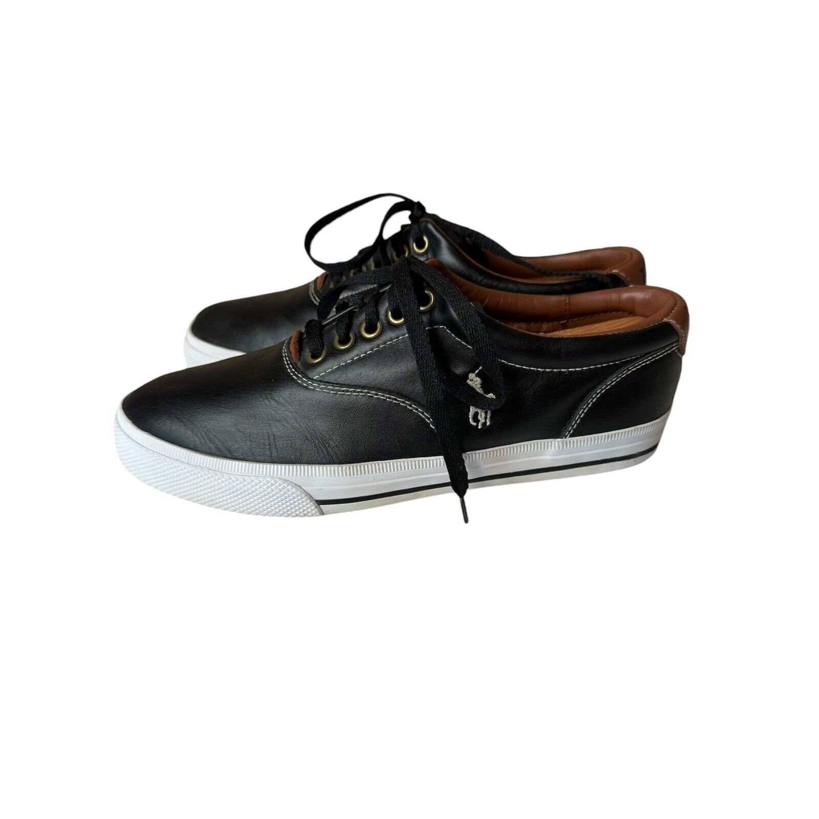Ralph Lauren Polo Ralph Lauren Vaughn Black Leather Sneakers Pony Preppy Size US 8.5 / EU 41-42 - 8 Thumbnail