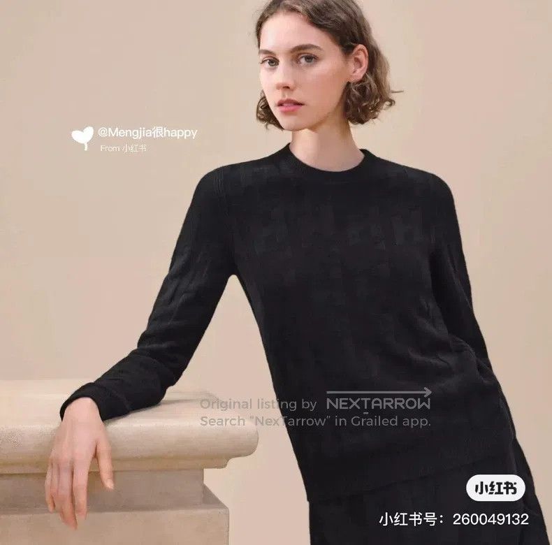 Hermes Hermes Black Textured Knit Long Sleeve Shirt Size XS / US 0-2 / IT 36-38 - 7 Thumbnail