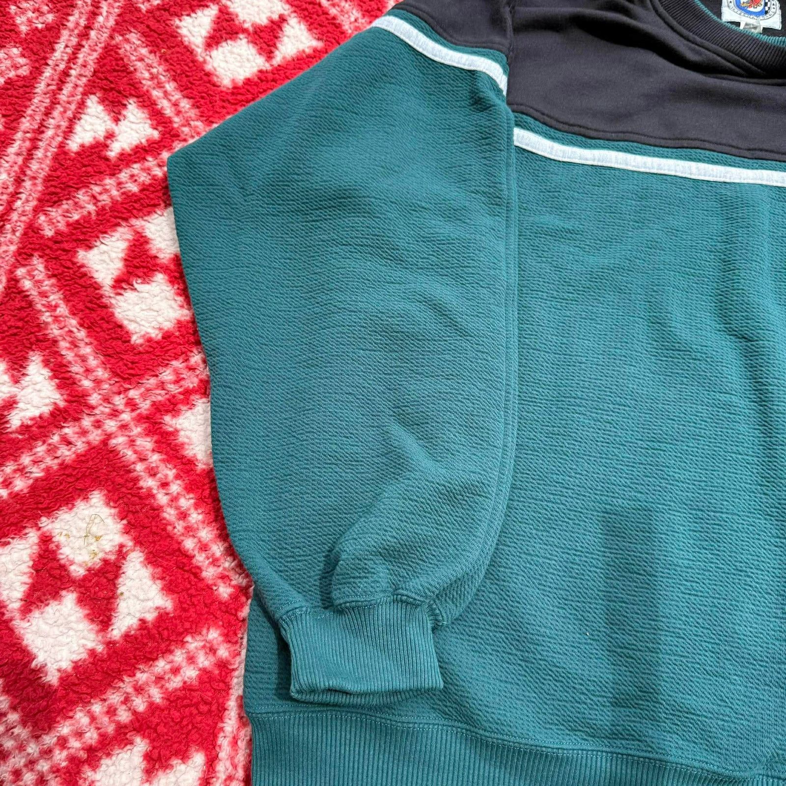 Other Vtg 90s Greenline International Textured Sweatshirt Teal Size US XL / EU 56 / 4 - 6 Thumbnail