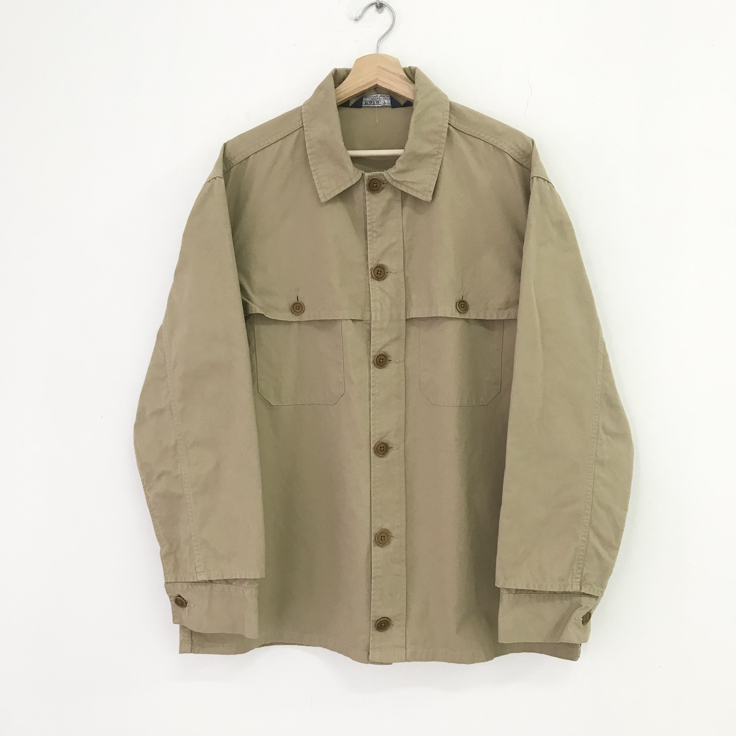 Polo Ralph Lauren × Vintage Vintage 90s Polo Ralph Lauren Beige Work Jacket Button Coat Size US L / EU 52-54 / 3 - 1 Thumbnail