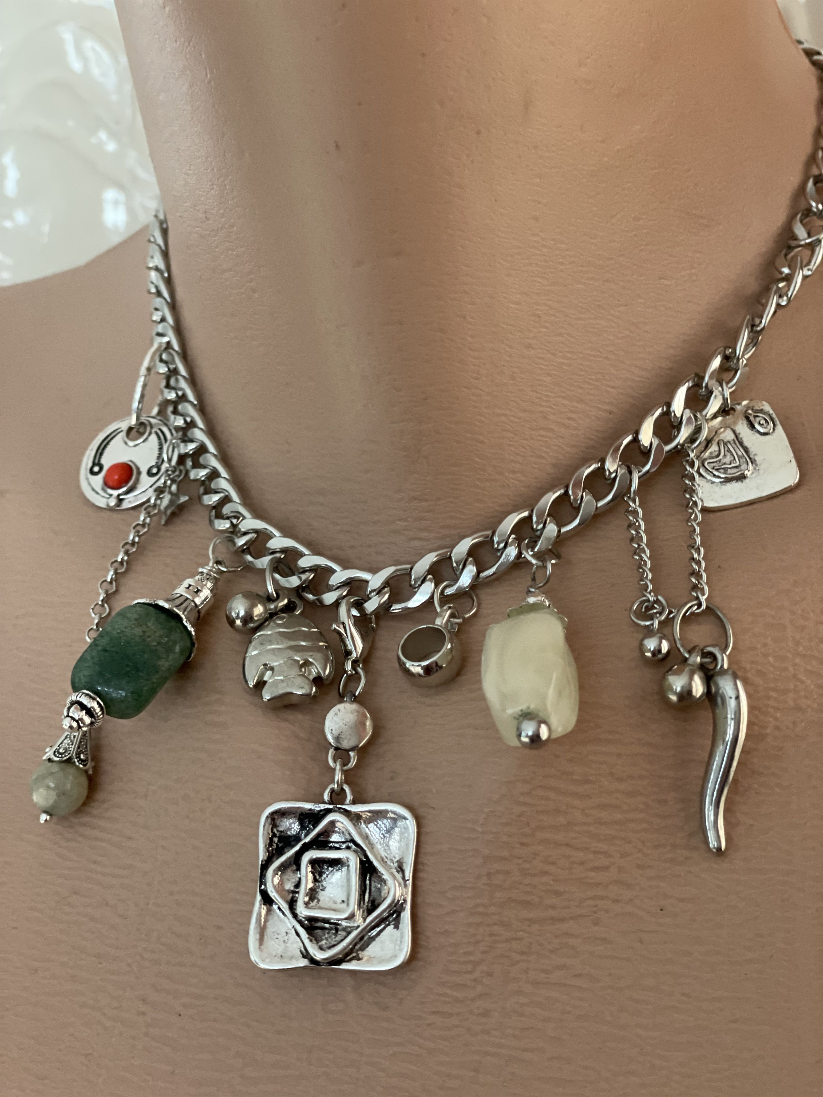 Other Necklace with 9 charms choker with natural stone Size ONE SIZE - 3 Thumbnail