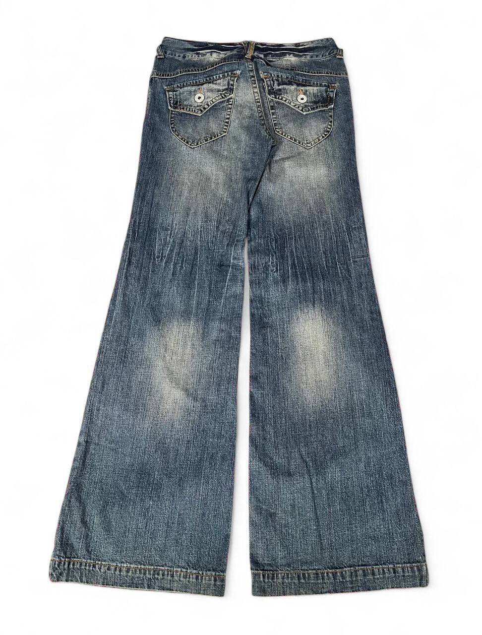 Tornado Mart Flare Colza Jeans baggy distressed clawn mark mud wash jean Size US 28 / EU 44 - 9 Thumbnail