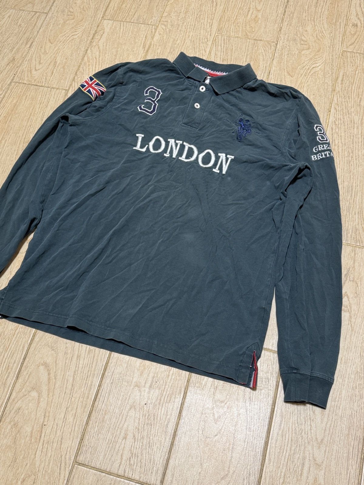 U.S. Polo Assn. × Vintage Vintage Polo Ralph Lauren Style Distressed Rugby Sweatshirt Size US L / EU 52-54 / 3 - 4 Thumbnail