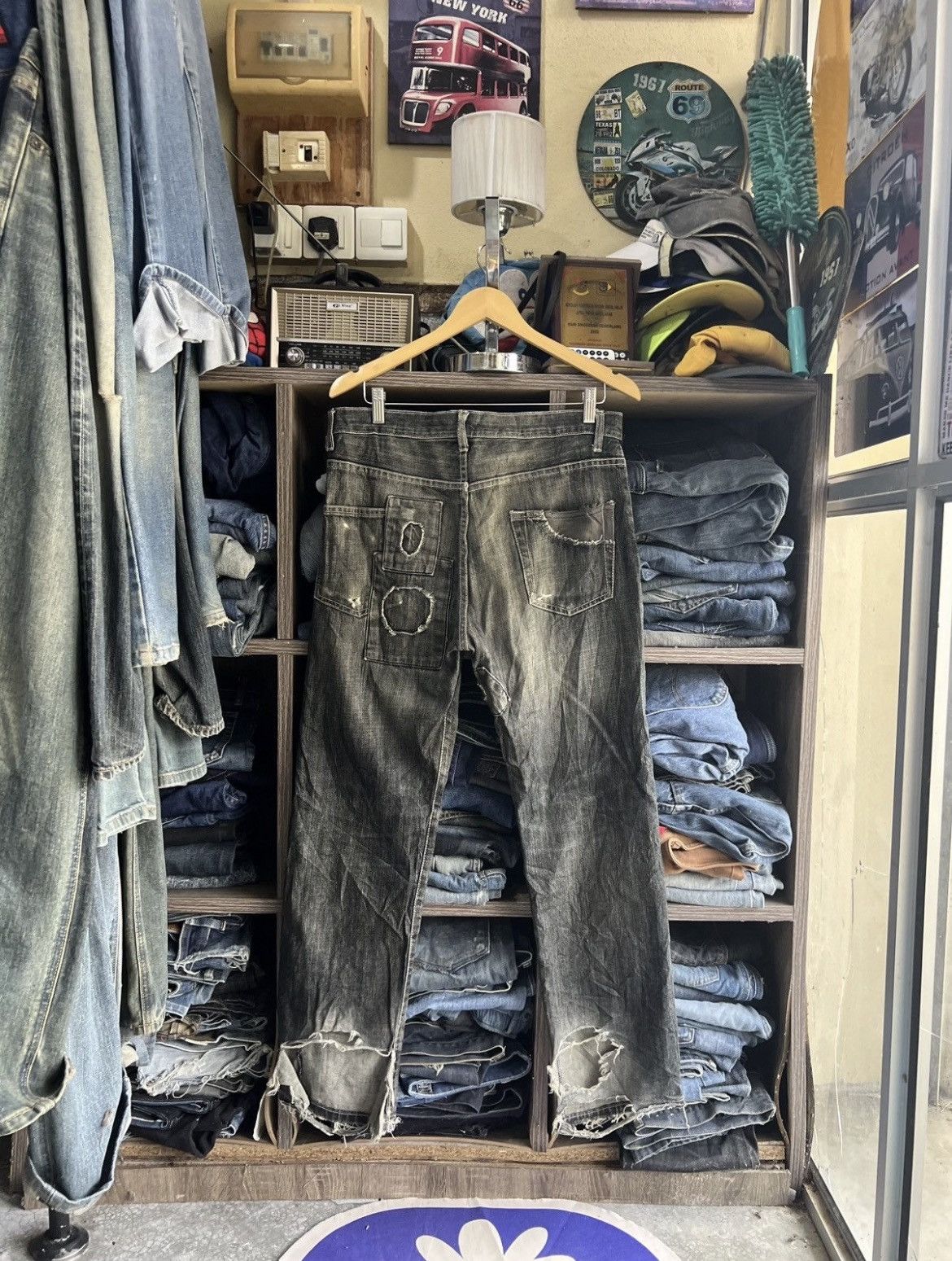 If Six Was Nine 🔥Rare Artinero Patchwork Kapital Inspired Distressed Denim Size US 34 / EU 50 - 4 Thumbnail