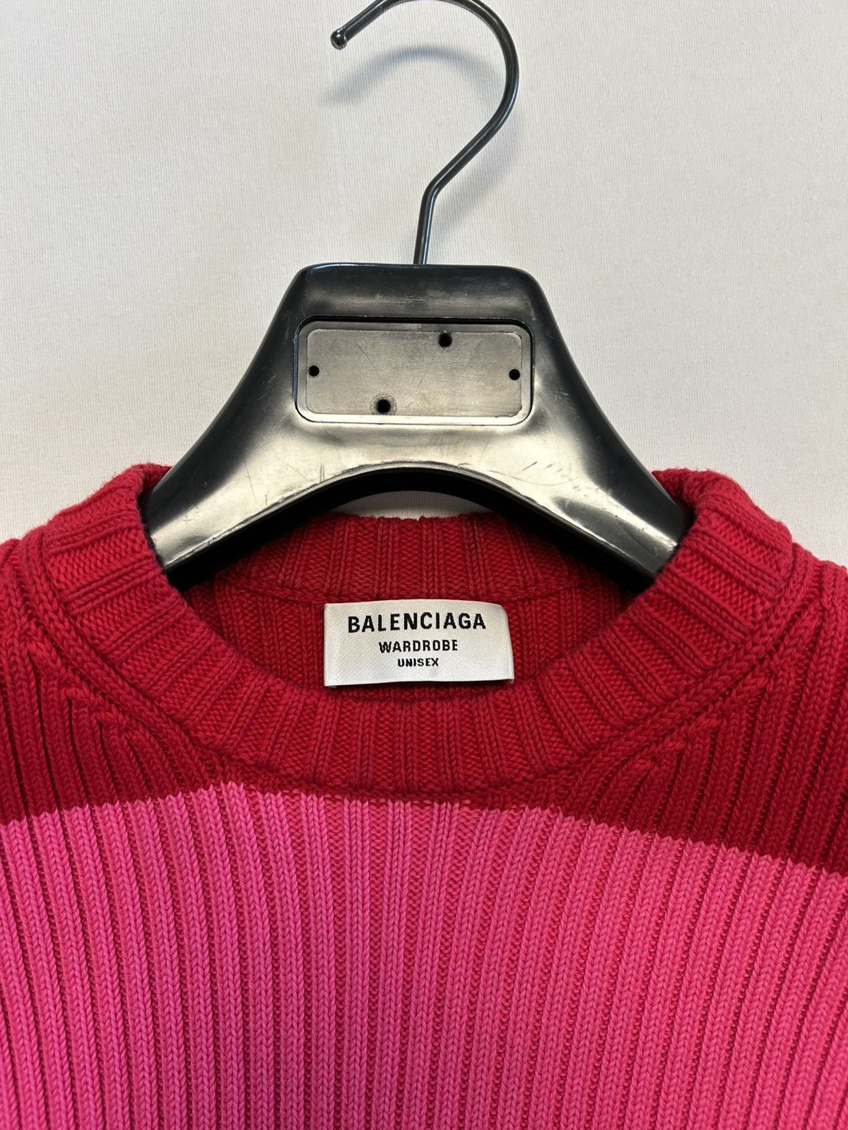 Balenciaga 2020 Bicolor Stripe Logo Knit Red & Pink Size US XS / EU 42 / 0 - 4 Thumbnail