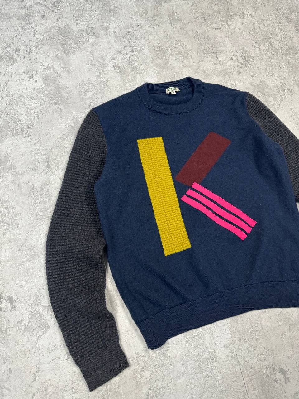 Kenzo Kenzo Wool Knit Dark Blue Women's Sweater Big Logo Size M / US 6-8 / IT 42-44 - 2 Thumbnail