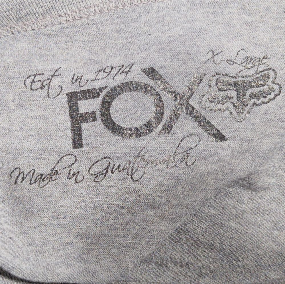Fox Racing Fox Riders Motocross Sz XL Gray V-Neck Tee with Striped Sle Size XL / US 12-14 / IT 48-50 - 5 Thumbnail
