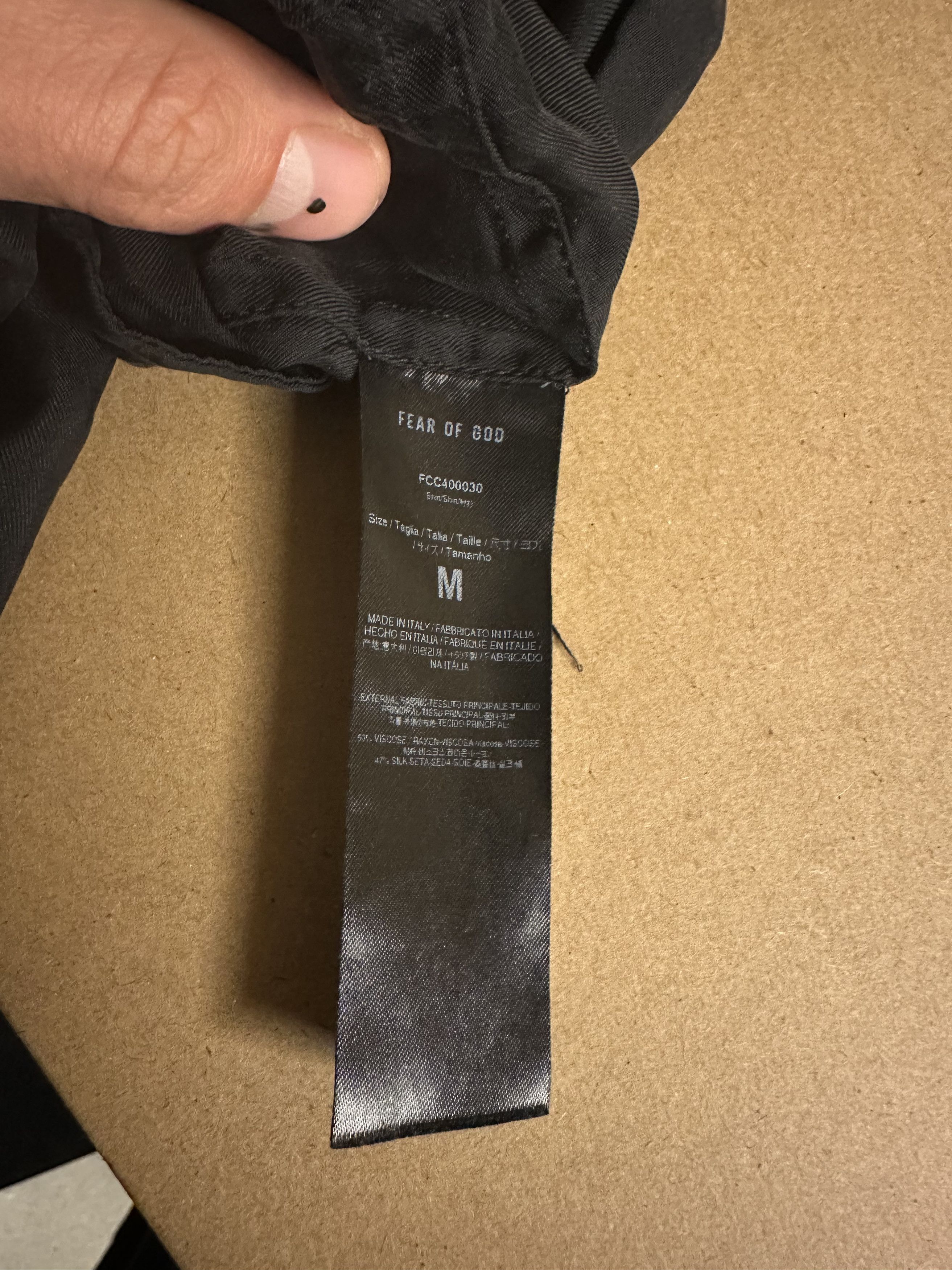 Fear of God SILK LONG SLEEVE SHIRT - BLACK / M Size US M / EU 48-50 / 2 - 6 Thumbnail