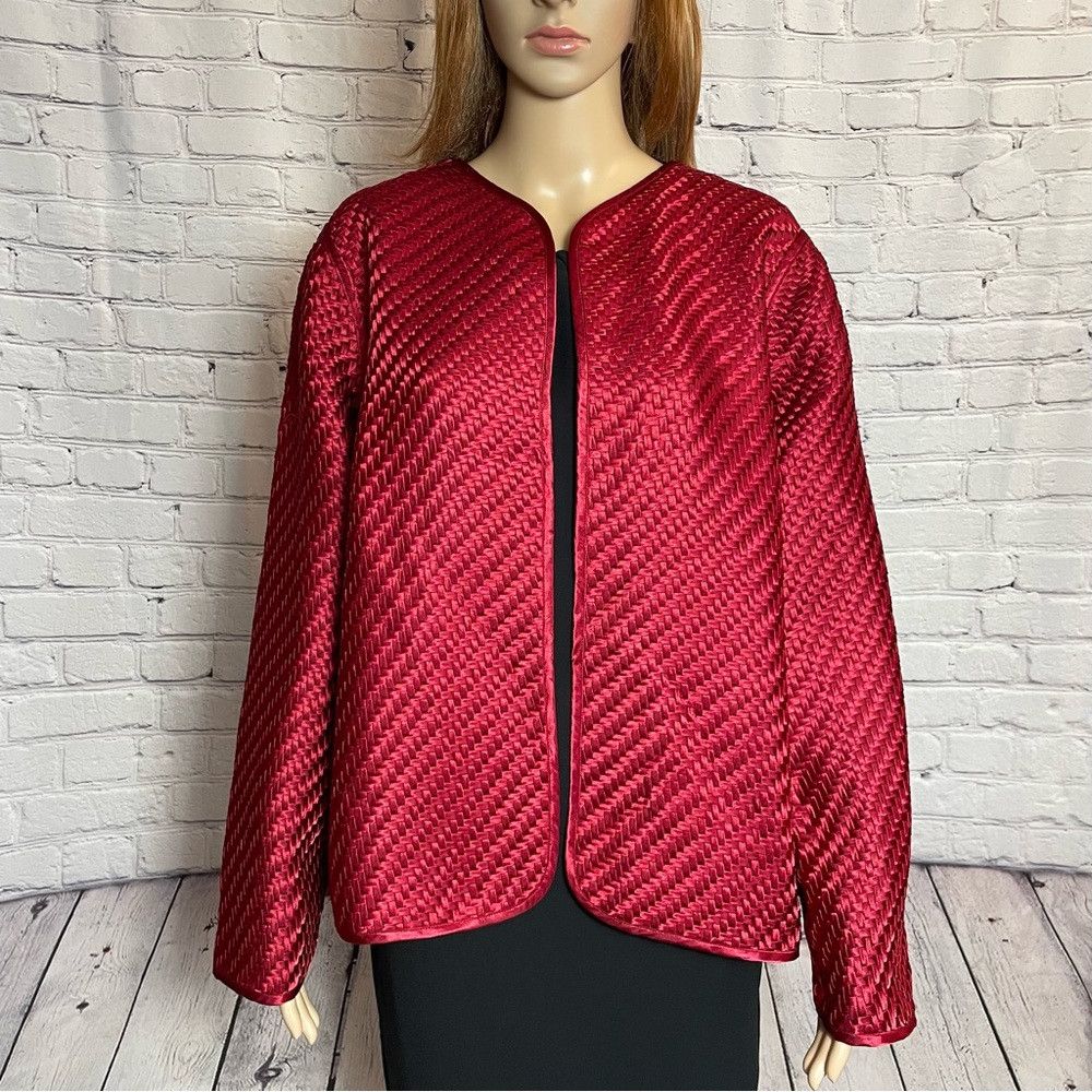 Chicos New Chico's Travelers Open Front Weave Red Jacket Size 3 US Size XL / US 12-14 / IT 48-50 - 1 Thumbnail