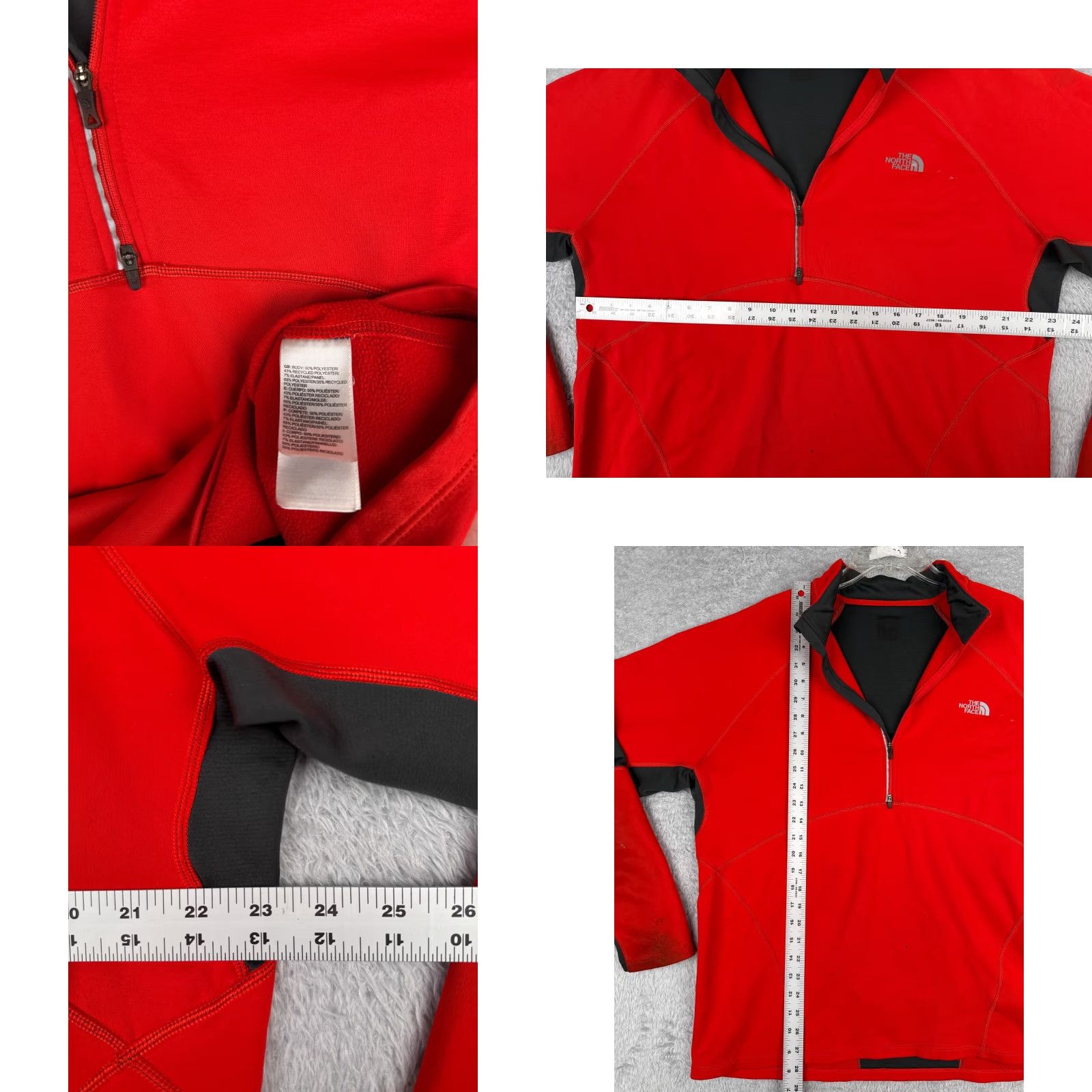The North Face The North Face Sweater Mens Large Red 1/4 Zip Polyester Softshell Running READ Size US L / EU 52-54 / 3 - 8 Thumbnail