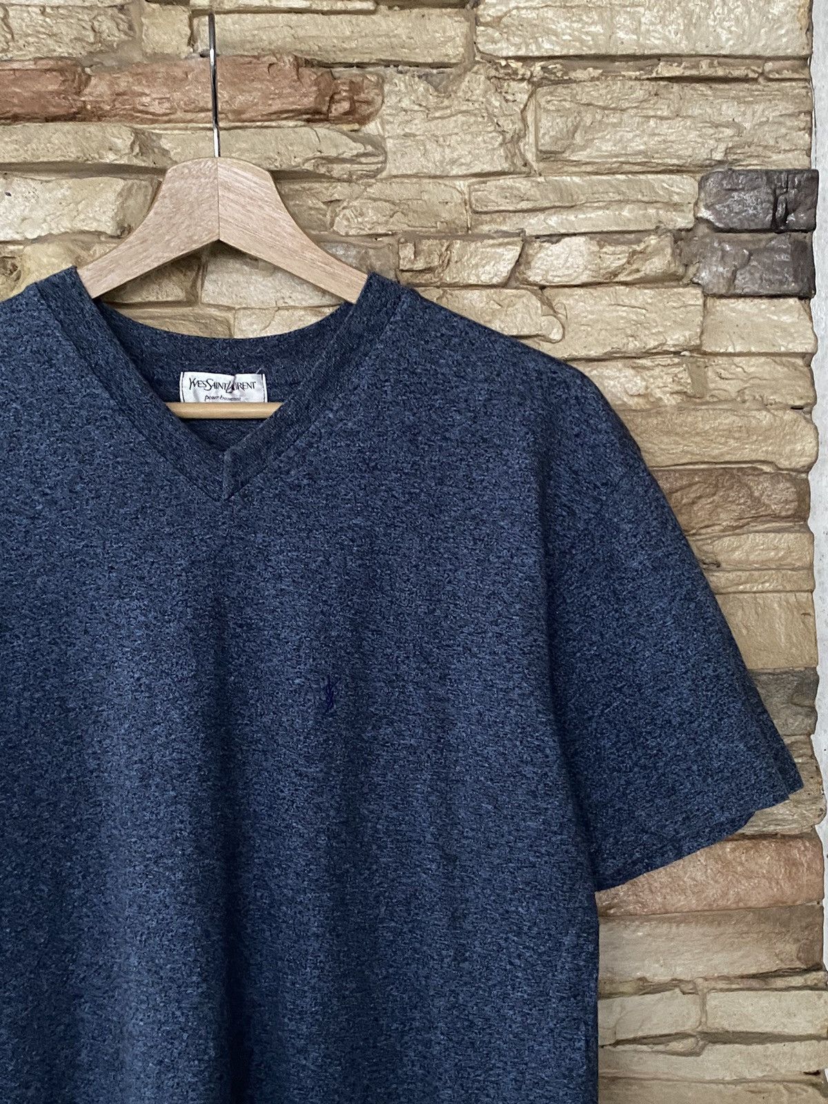 Yves Saint Laurent Vintage Yves Saint Laurent Pour Homme V Neck Plain Tees Size US M / EU 48-50 / 2 - 2 Thumbnail