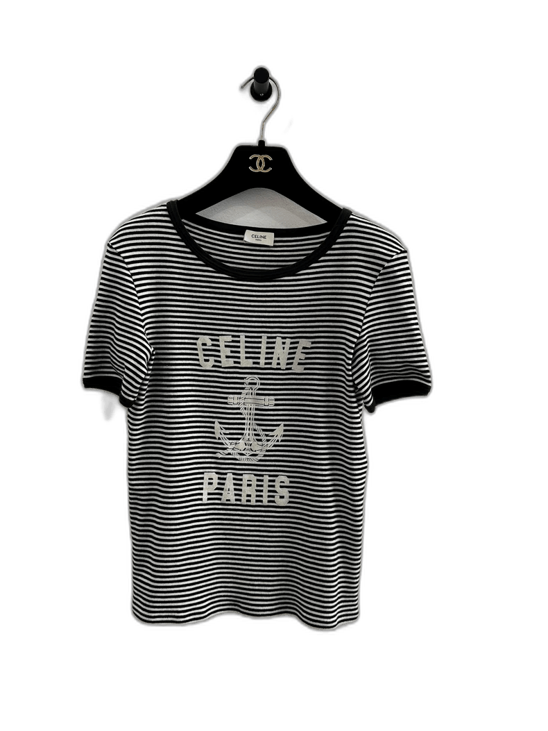 Celine Celine Black and White Striped Anchor Tee Size US XS / EU 42 / 0 - 1 Thumbnail