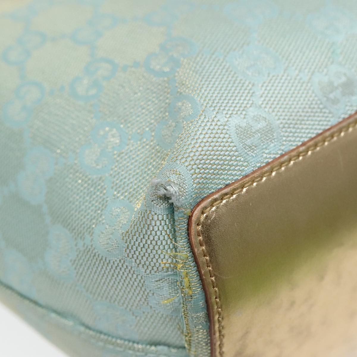 Gucci GUCCI GG Canvas Tote Bag Light Blue Gold 002 002 Size ONE SIZE - 12 Thumbnail