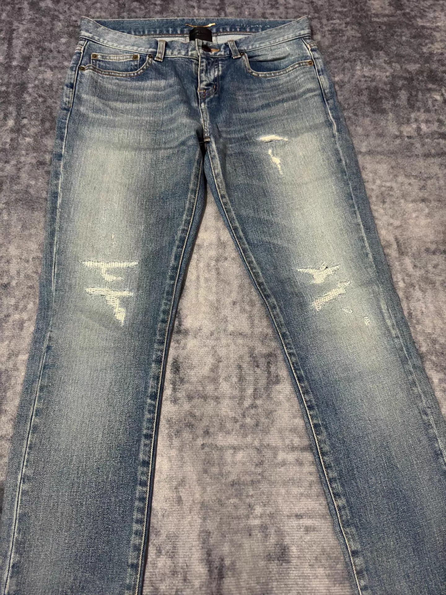 Saint Laurent Paris Saint Laurent 16FW Light Blue Distressed Patch Jeans Size US 27 - 3 Thumbnail