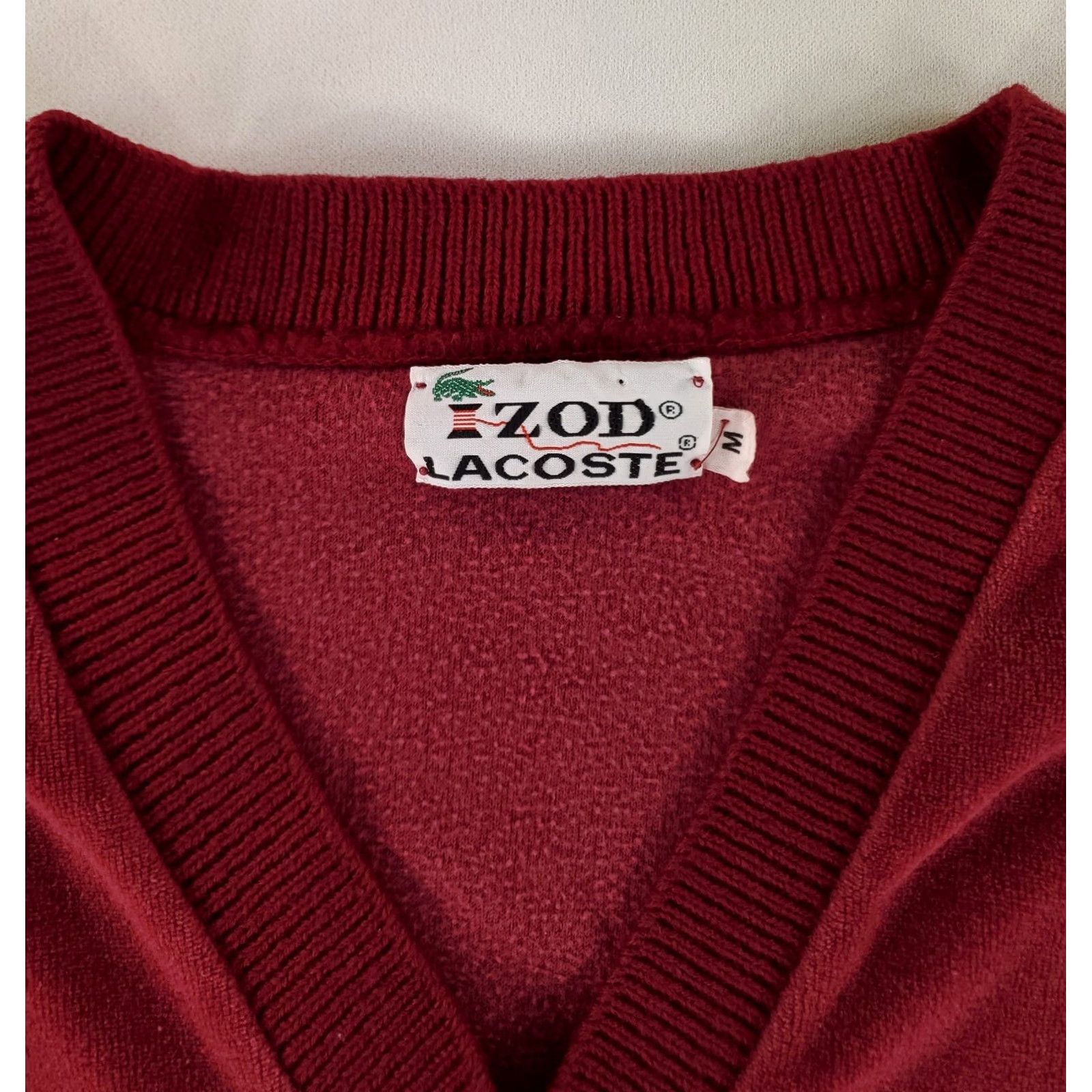 Izod VINTAGE Izod Lacoste Sweater Pullover VTG 60s 70s V Neck Velour Knit Sleeves Plum Mens M Size US M / EU 48-50 / 2 - 2 Thumbnail
