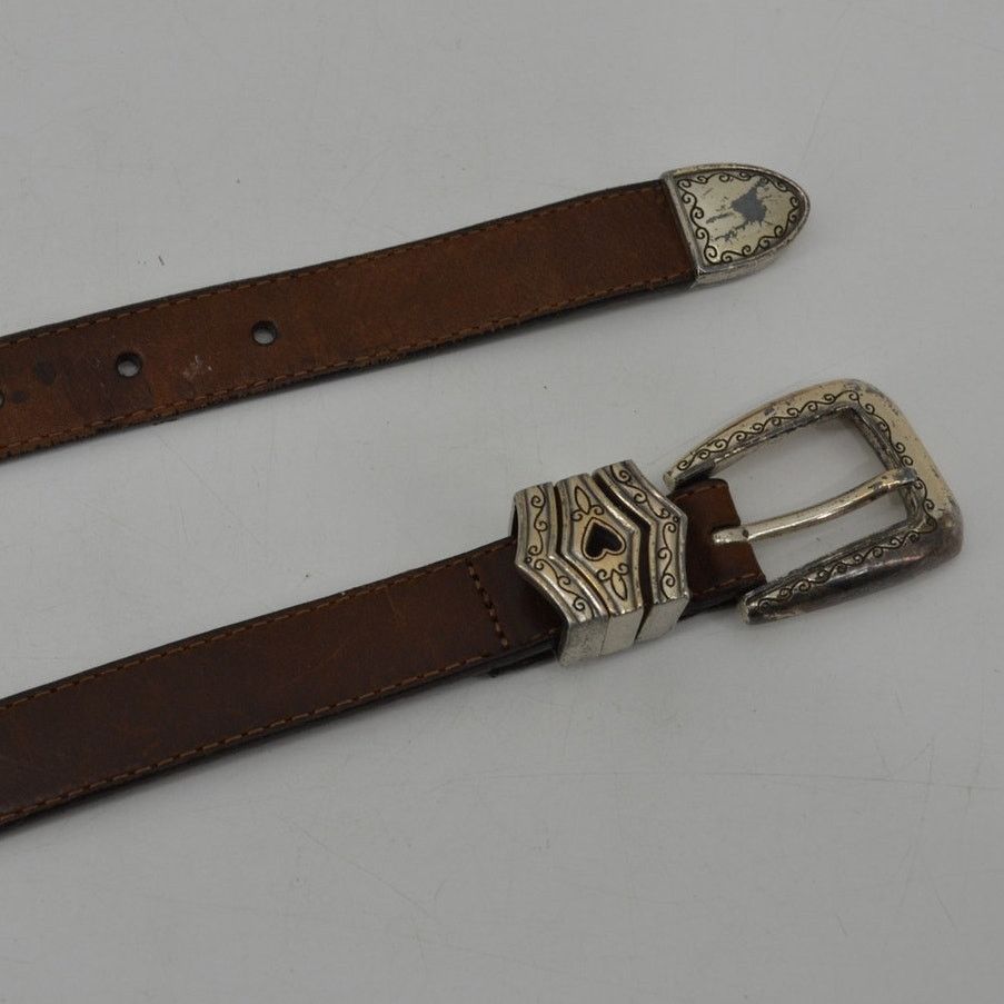 Brighton Brighton Womens Sz Large Brown Leather Belt Heart Western Size ONE SIZE - 3 Thumbnail