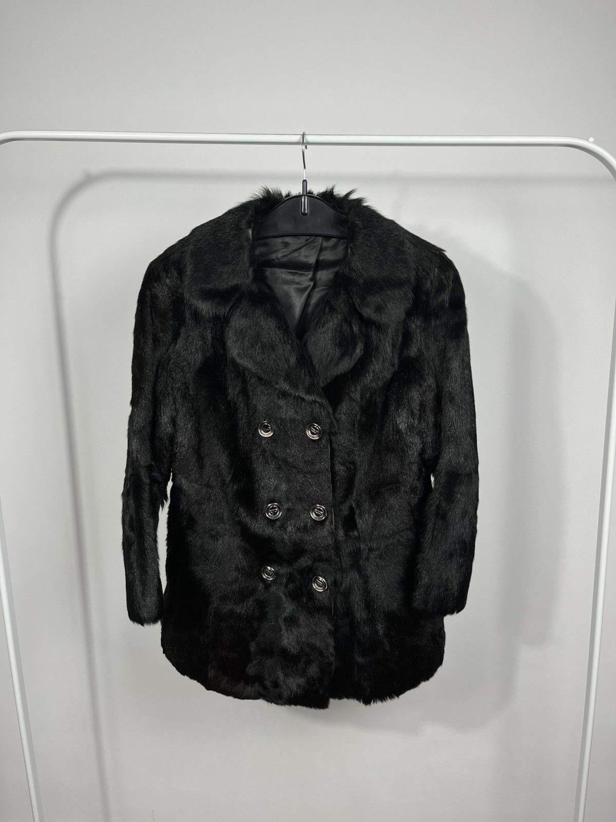 Other Vintage Black Real Fur Coat Multi Button Jacket Winter Size S / US 4 / IT 40 - 1 Thumbnail