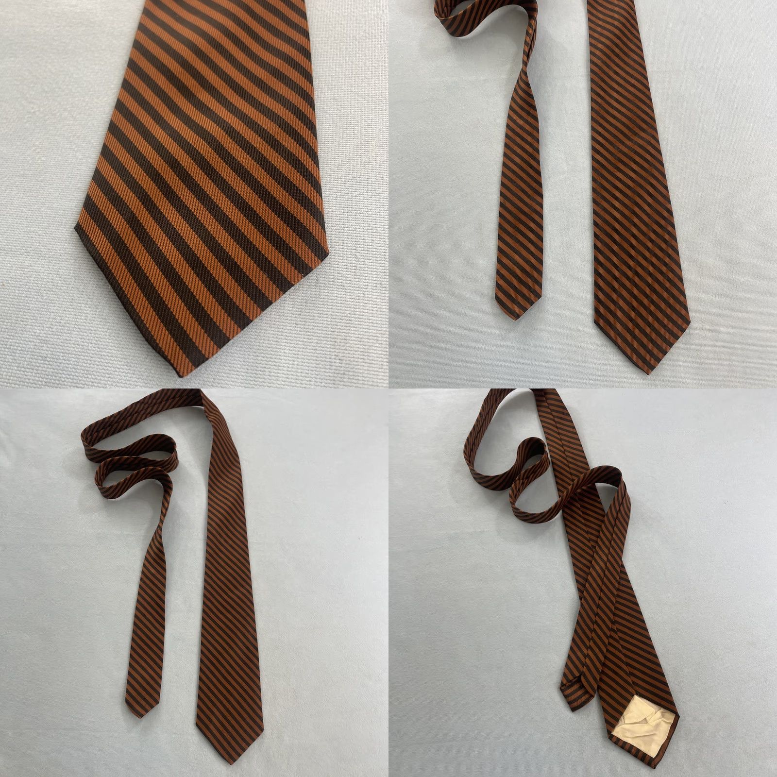 MCM VINTAGE Art Necktie Repp Tie 3x56 Brown Orange Striped Woven Polyester Mens Tie Size ONE SIZE - 10 Thumbnail