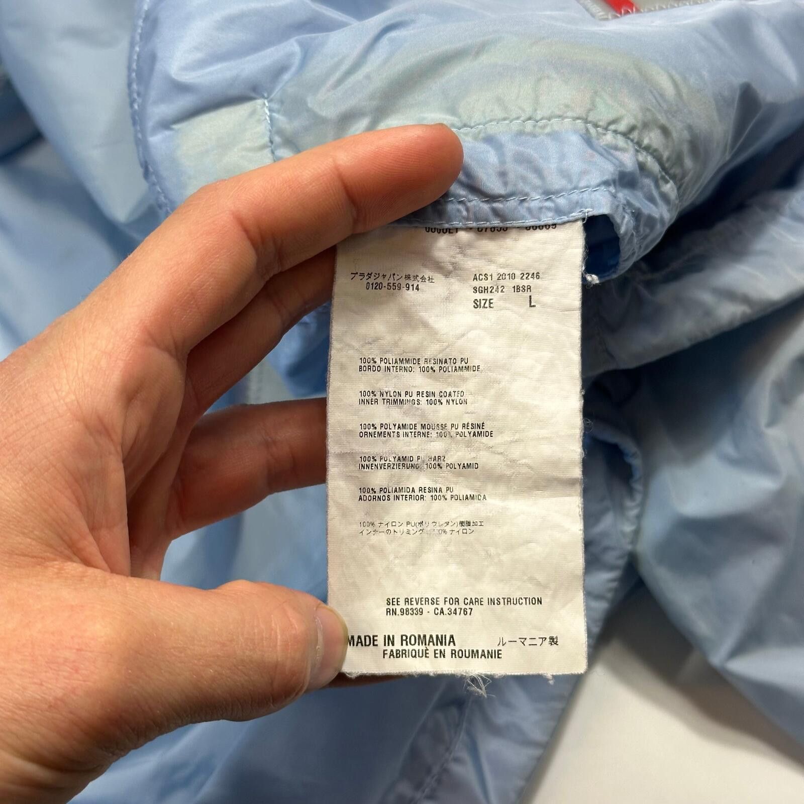 Prada Prada Milano 2010 Baby Blue Contrast Plaque Logo Jacket - L Size US L / EU 52-54 / 3 - 7 Thumbnail