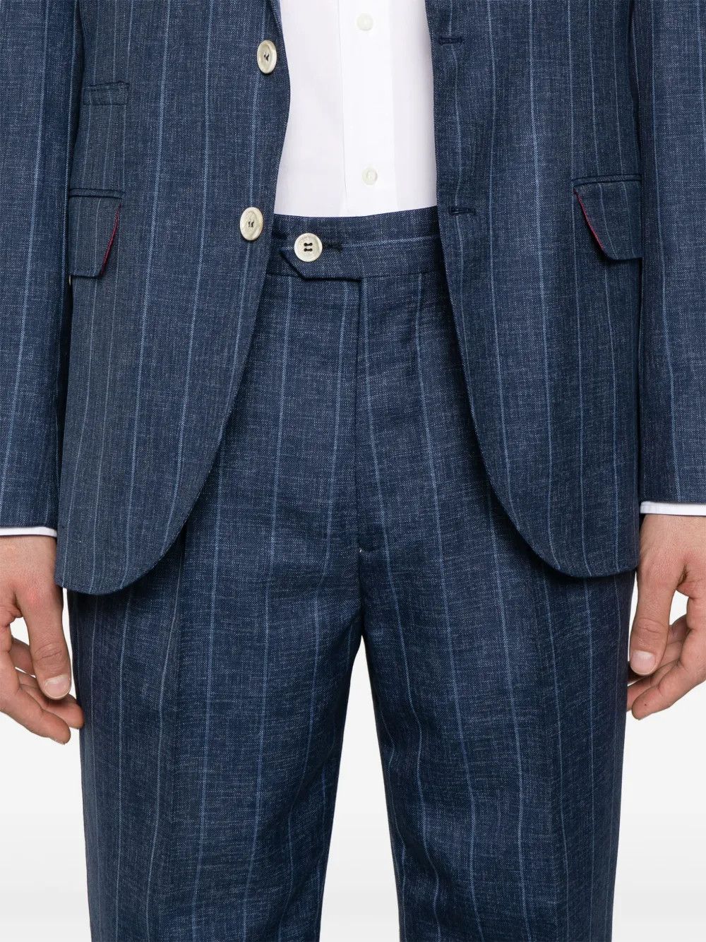 Brunello Cucinelli o1w1db10126 Stripe Suit in Blue Size 46R - 4 Thumbnail