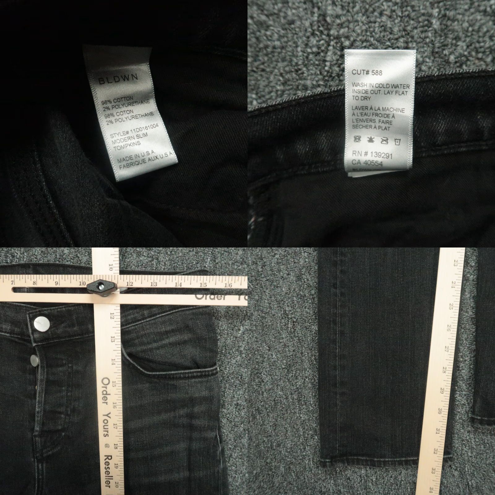Vintage BALDWIN Jeans Men 5-Pocket Denim Slim Straight 30x33 Black Cotton 30 Regular Inseam 33 Vintage? No—Modern Slim Fit Jeans Size US 30 / EU 46 - 8 Thumbnail