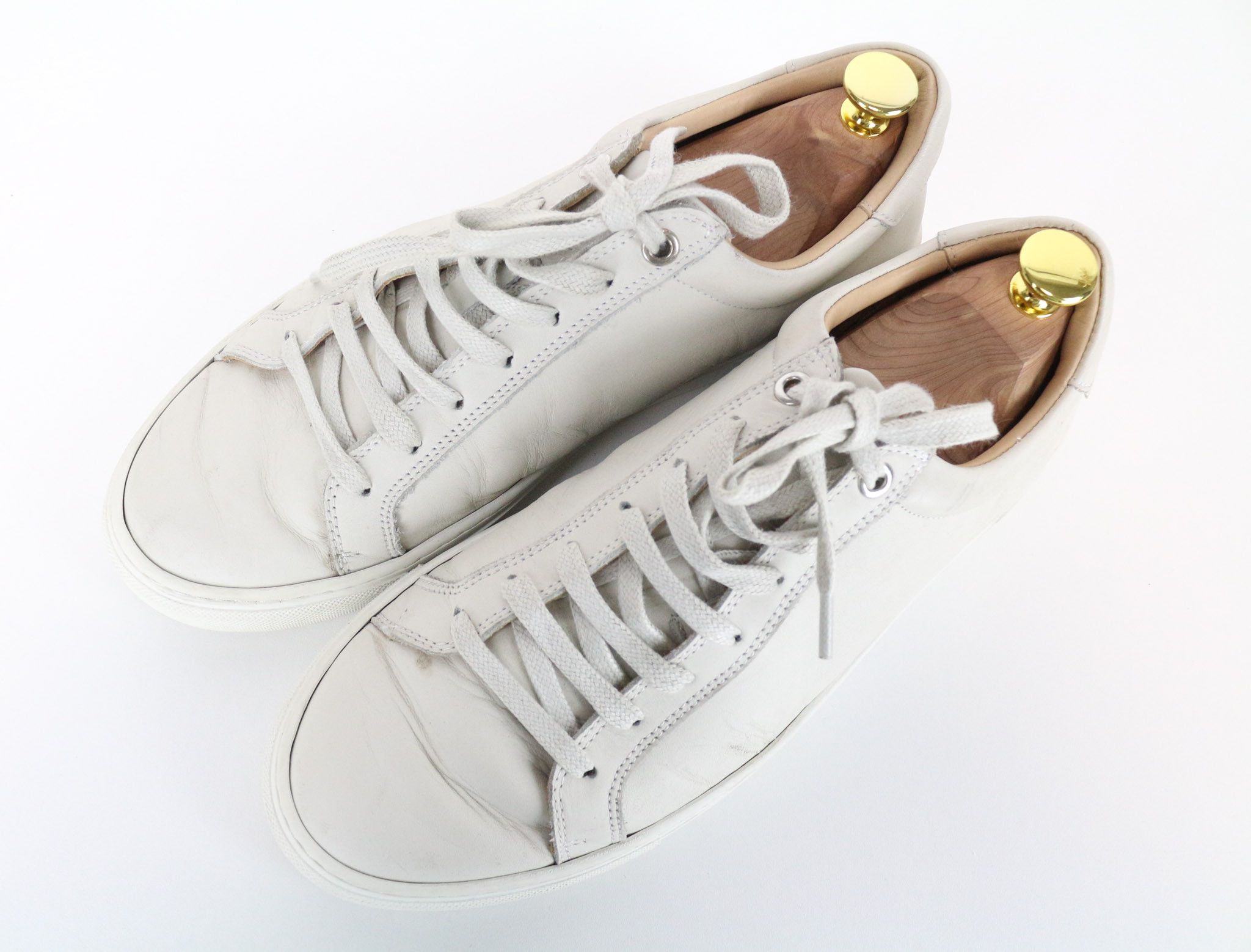 Suitsupply EU41 Beige Grey Leather Low-Top Sneakers 74451 Size US 8 / EU 41 - 8 Thumbnail