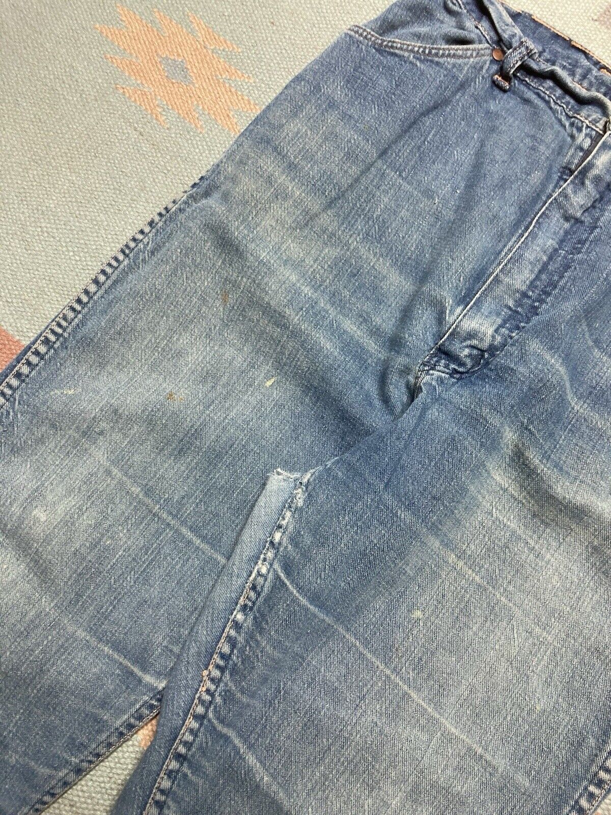 Vintage × Wrangler 60s wrangler misses jeans faded denim whiskers women’s 18 Size 29" - 7 Thumbnail