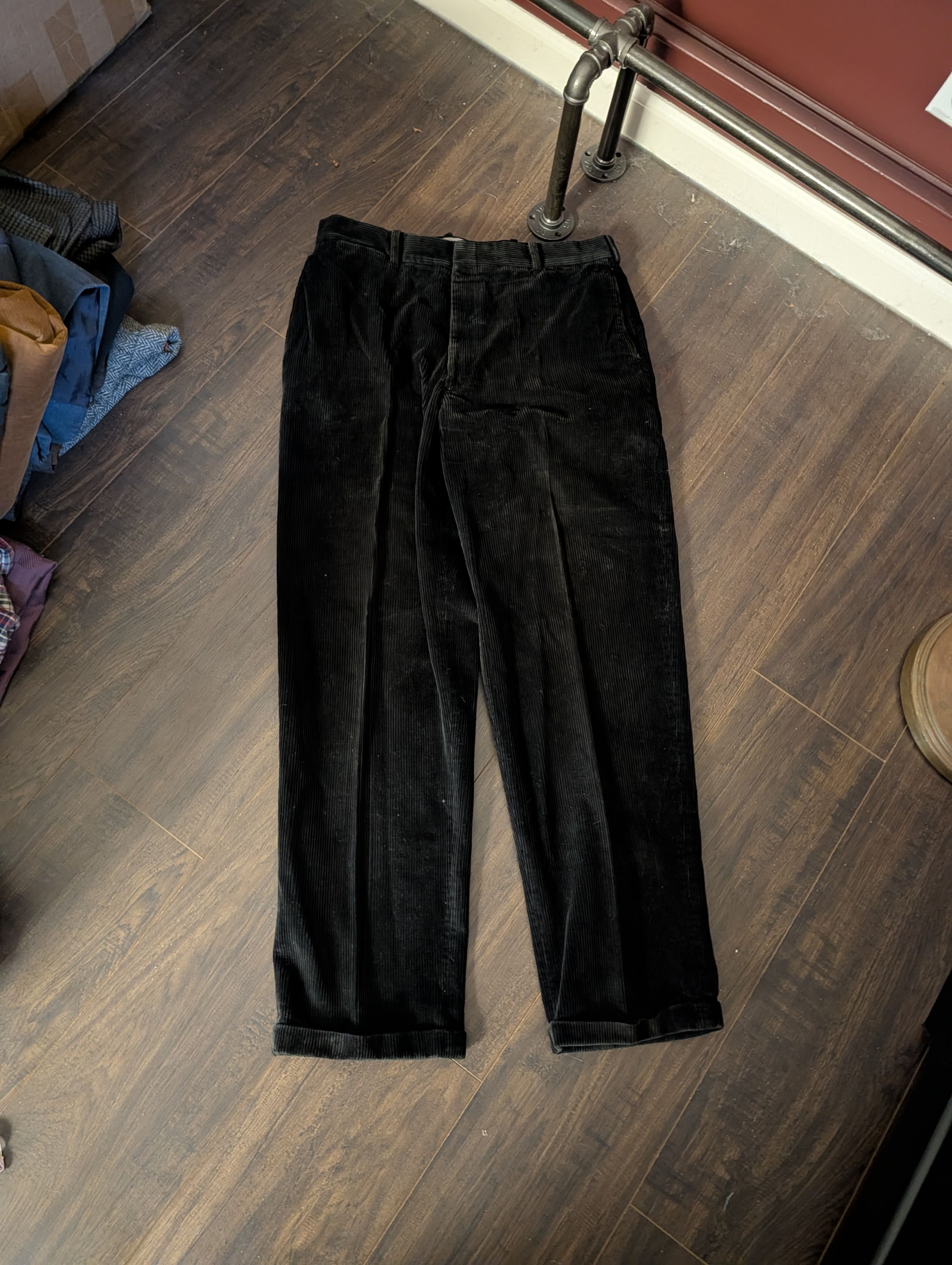 Bullock & Jones Vintage black corduroy cuffed MiUSA tailored pants 35" Size US 35 - 1 Thumbnail