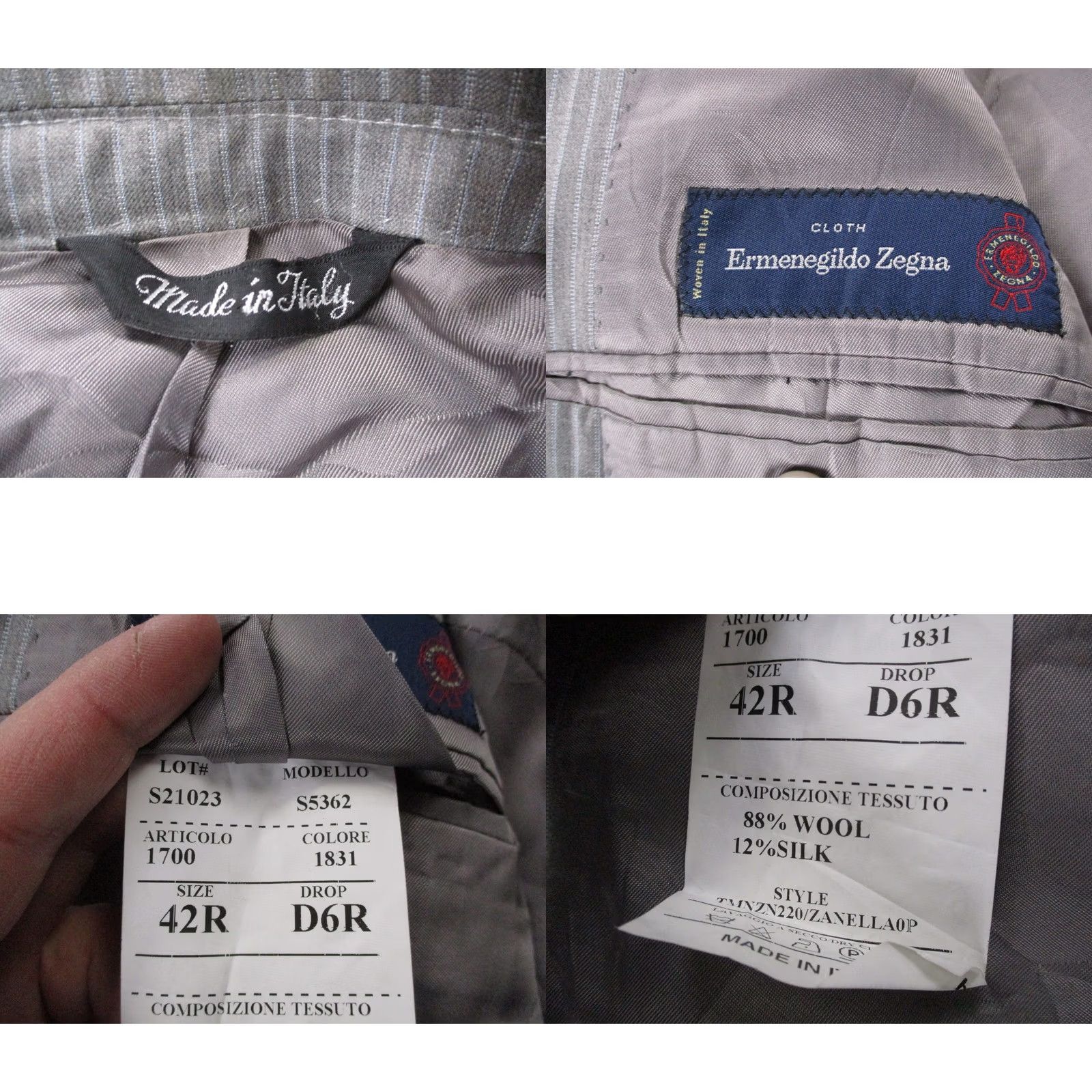 Ermenegildo Zegna Ermenegildo Zegna Blazer jacket Mens 42R Gray Wool Silk Two-Button Business Size 42R - 8 Thumbnail